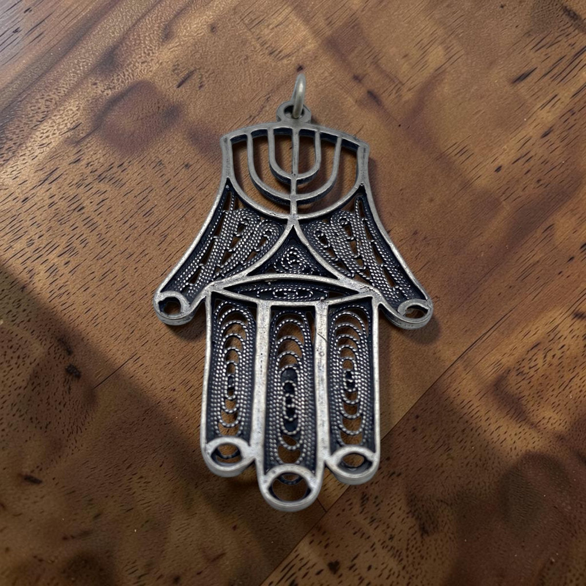 Collier Menorah Hamsa en argent sterling