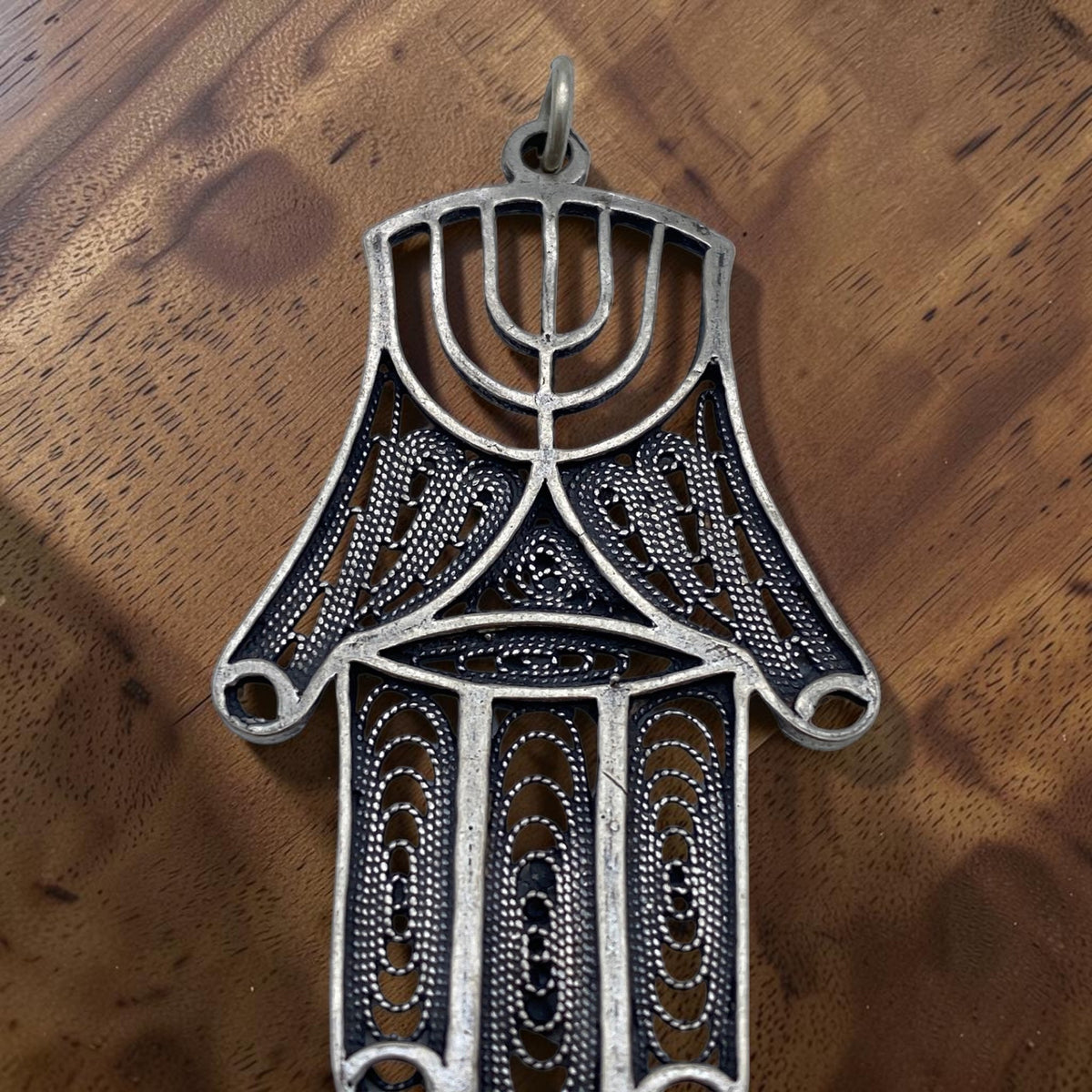Collier Menorah Hamsa en argent sterling