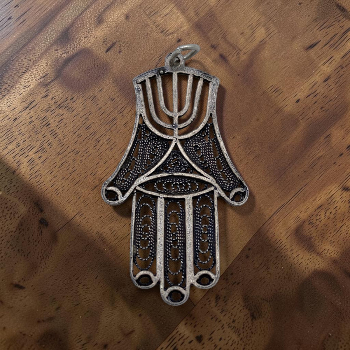 Collier Menorah Hamsa en argent sterling