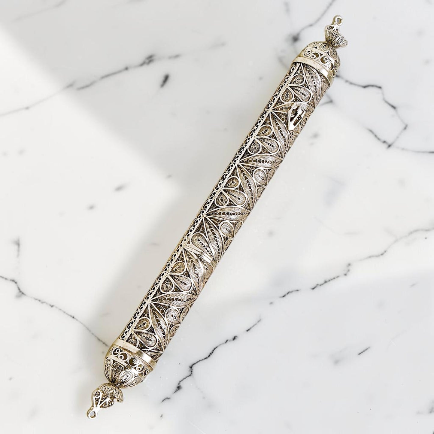 Sterling Silver Flower Mezuzah Case
