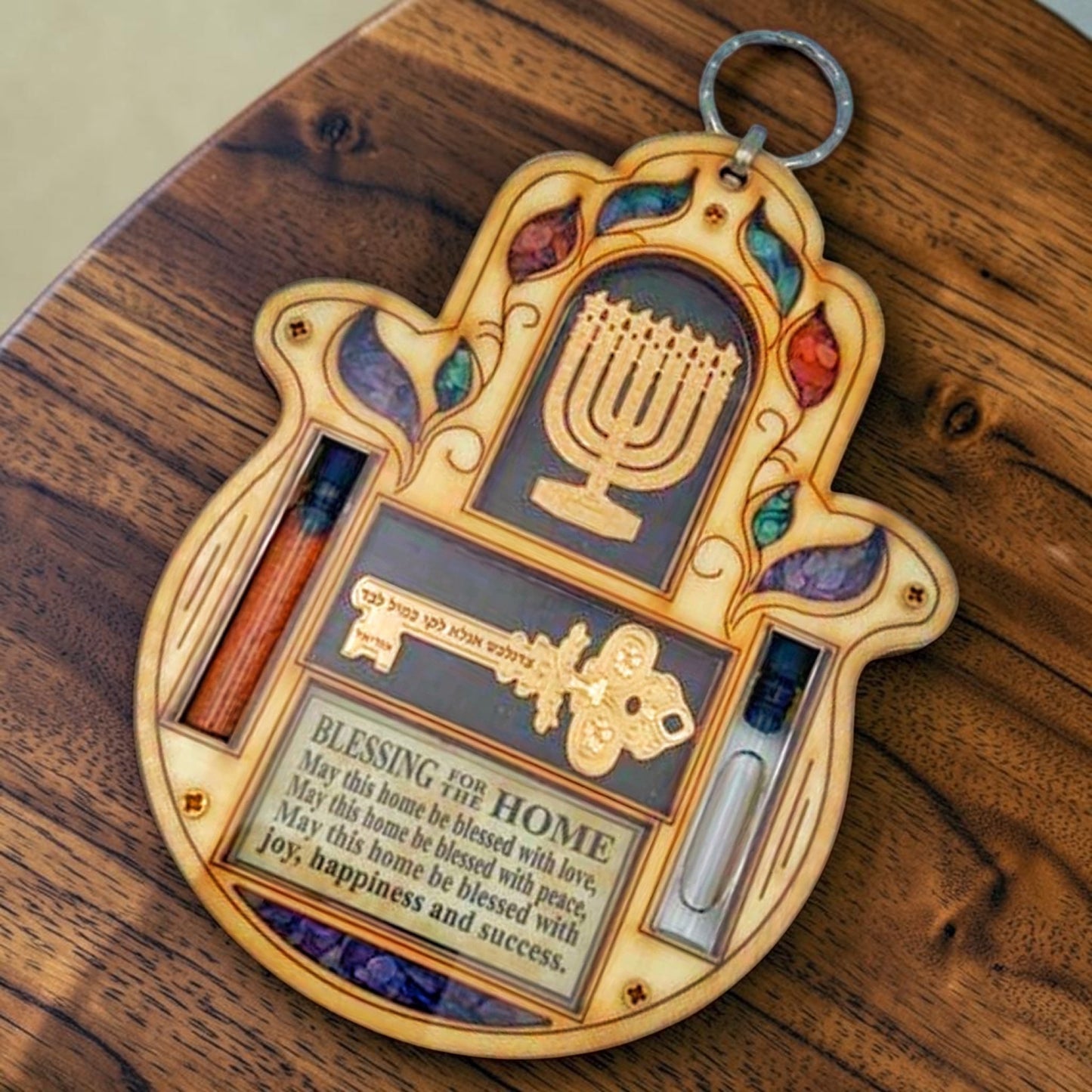 Wooden Hamsa Home Blessing Wall Decor