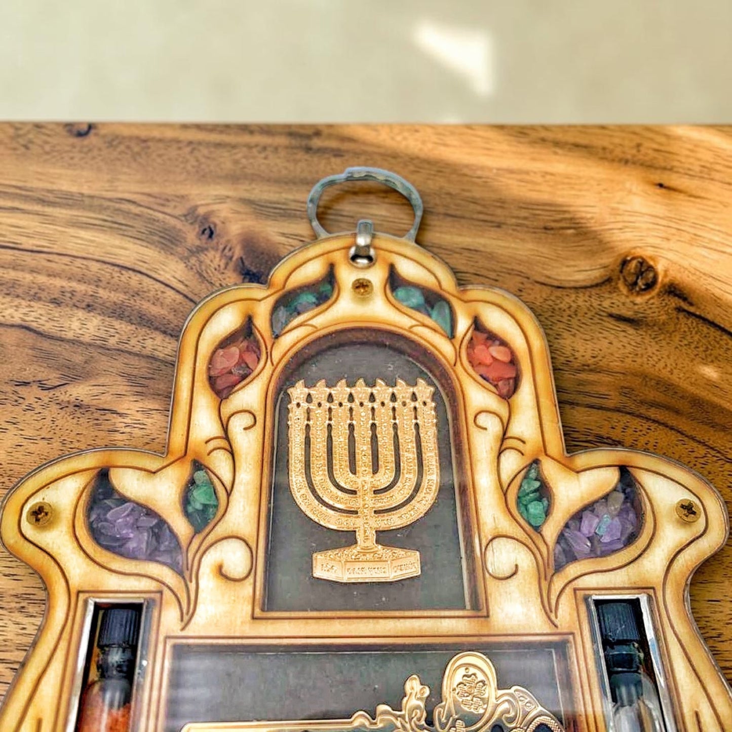 Wooden Hamsa Home Blessing Wall Decor