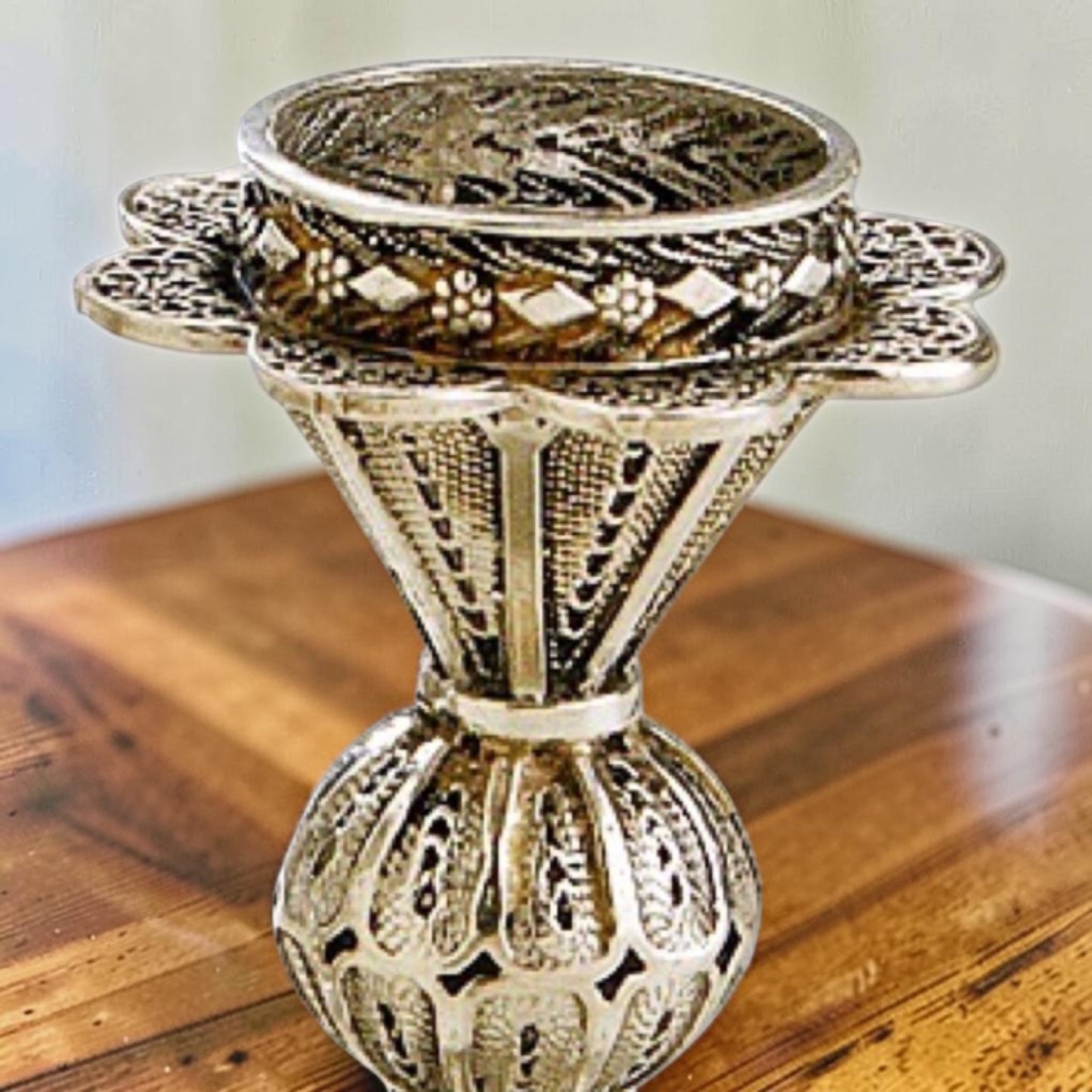 Mini Sterling Silver Yemenite Filigree Shabbat Candle Holders