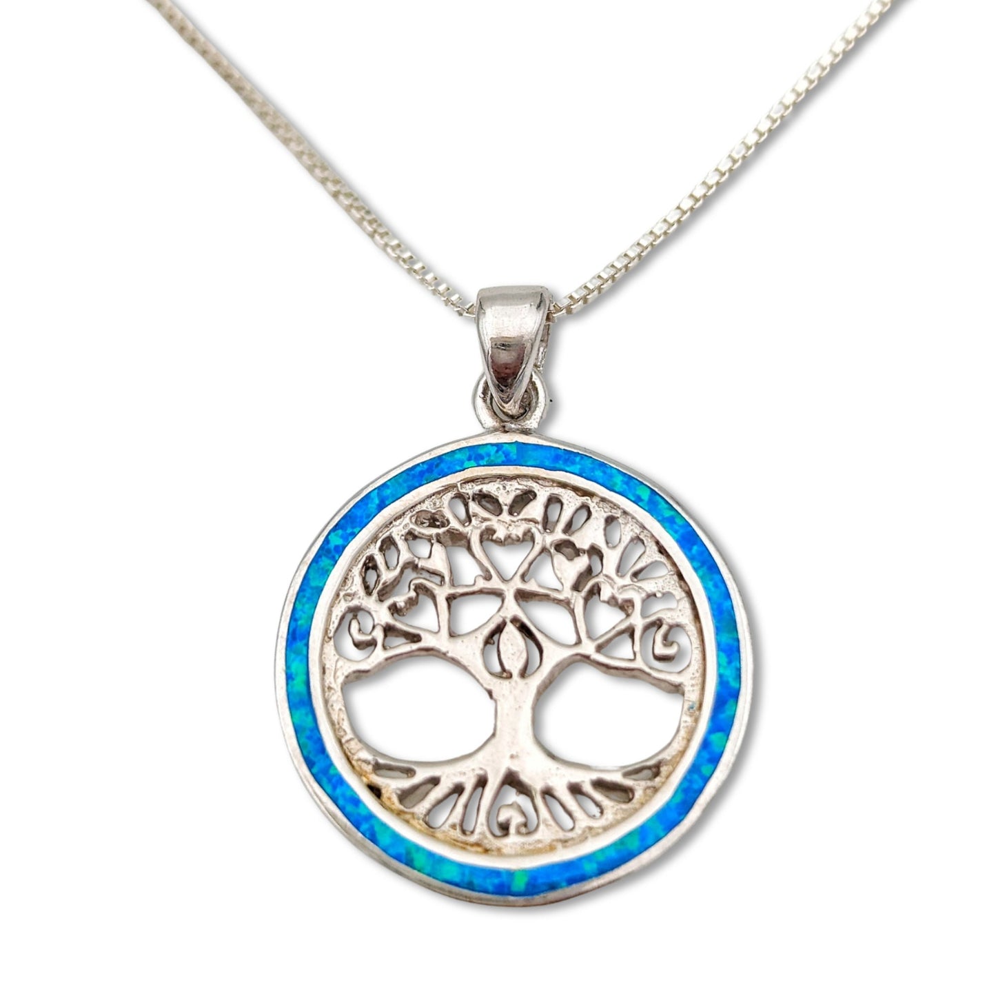 Tree Of Life Sterling Silver With Opal Necklace/Pendant Made in israel