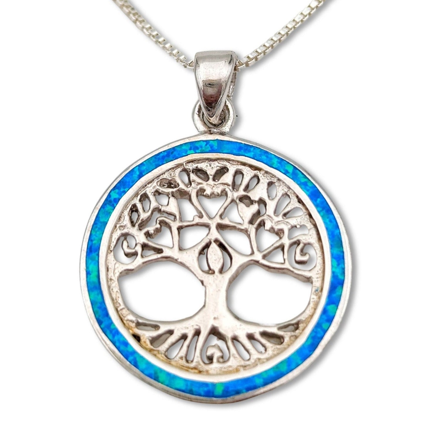Tree Of Life Sterling Silver With Opal Necklace/Pendant Made in israel