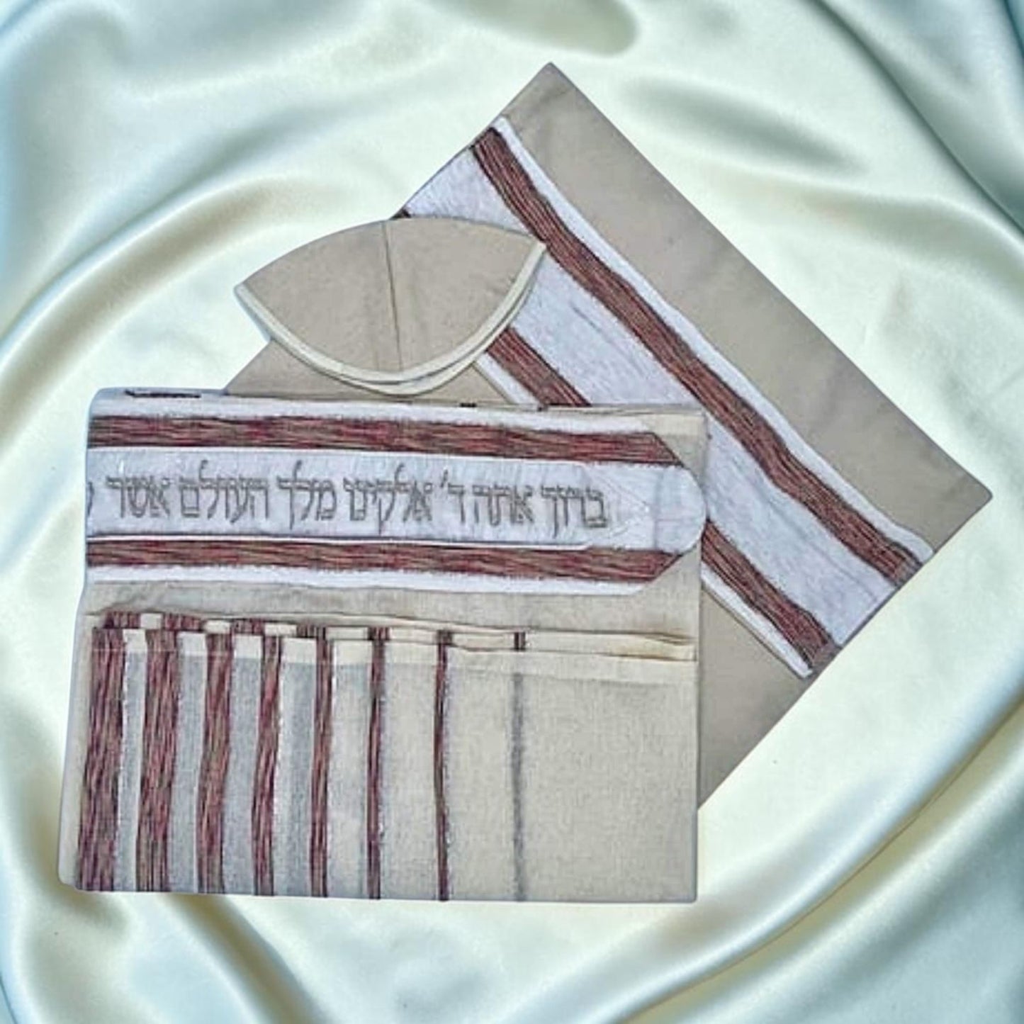 Handmade Wool Tallit Prayer Shawl Set
