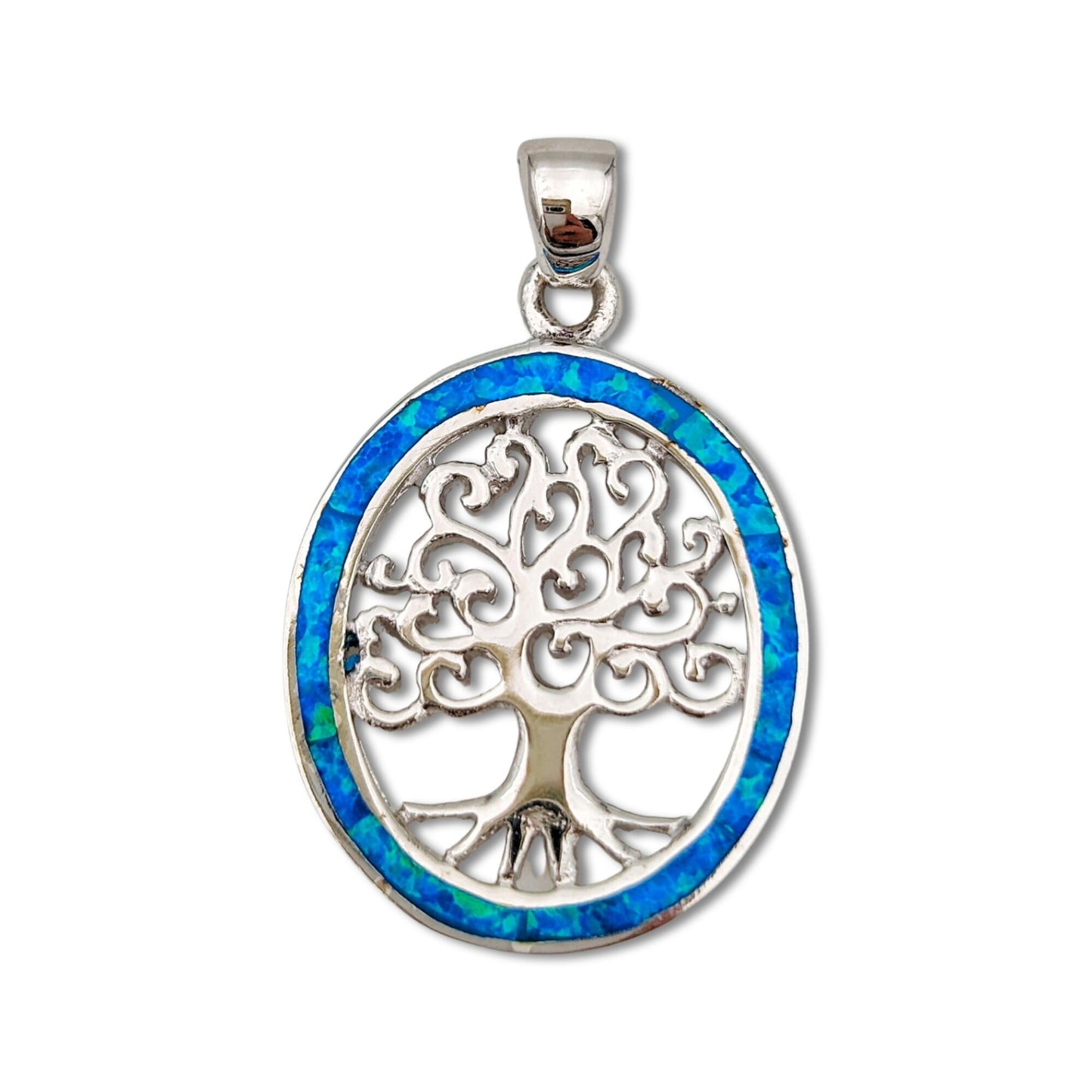 Opal Tree Of Life Silver Necklace