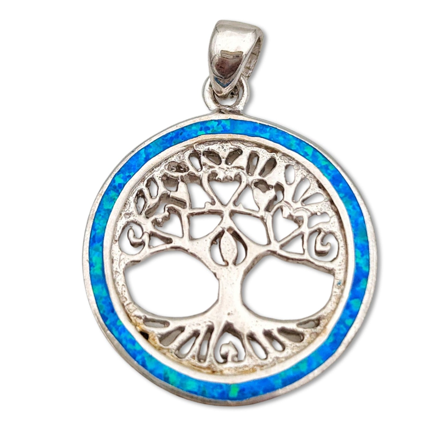 Tree Of Life Sterling Silver With Opal Necklace/Pendant Made in israel