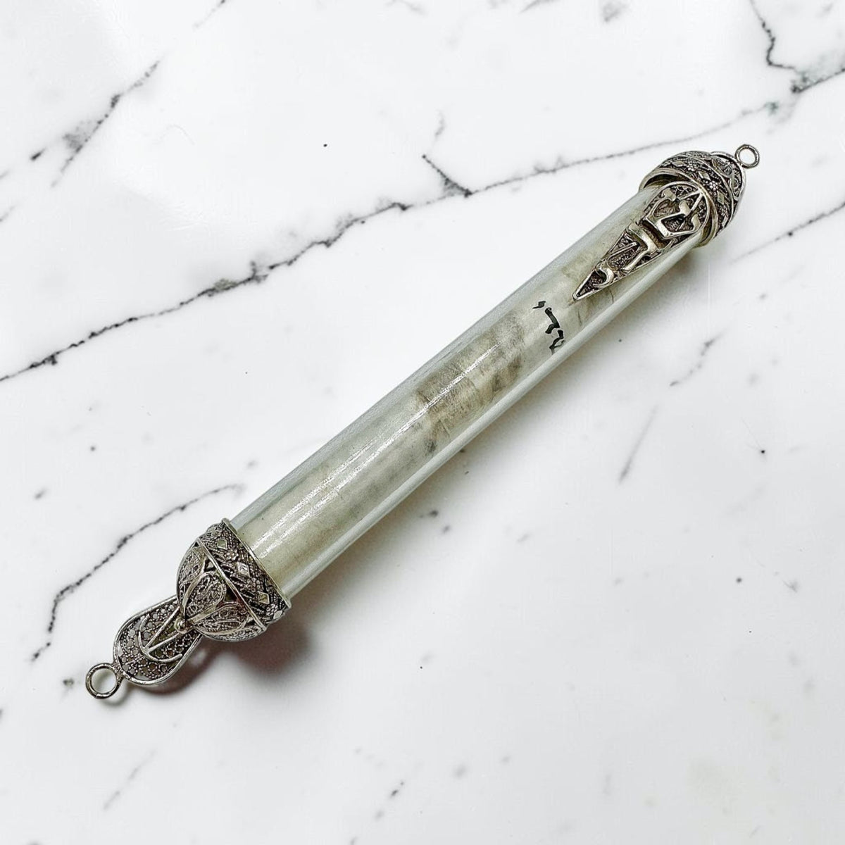Étui à mezouza transparent en argent sterling