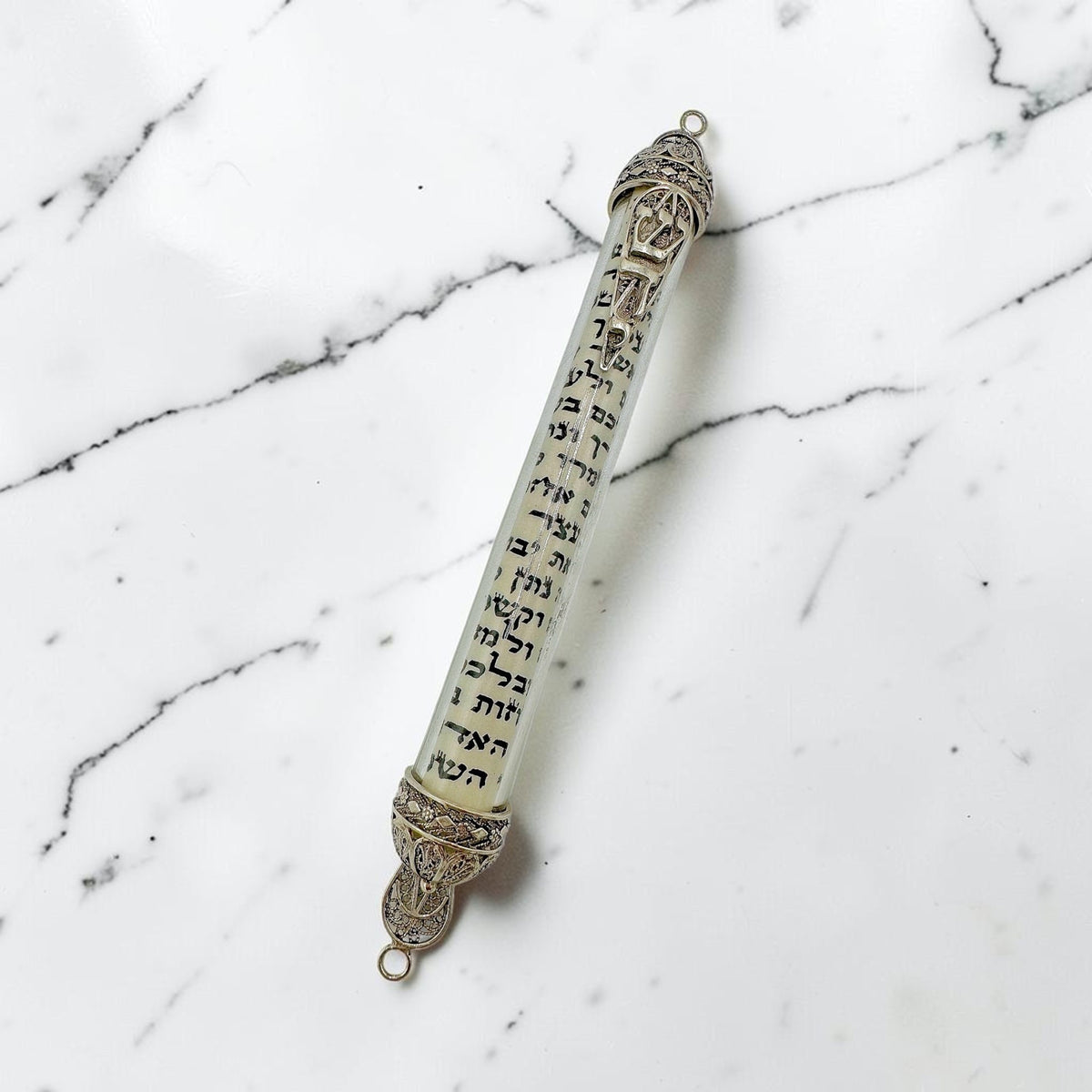 Étui à mezouza transparent en argent sterling