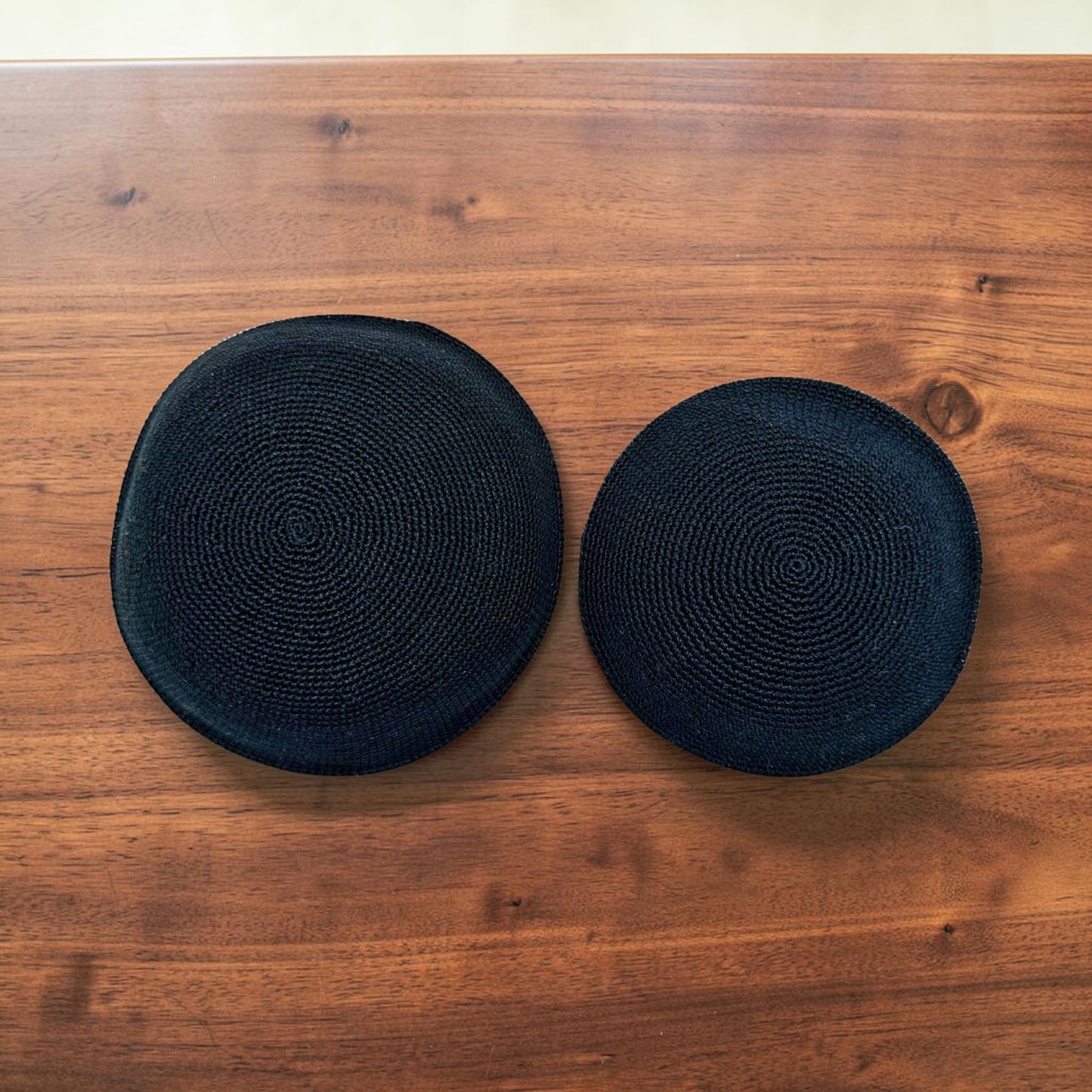Black Cotton 13cm & 16cm Handmade Knitted Kippah