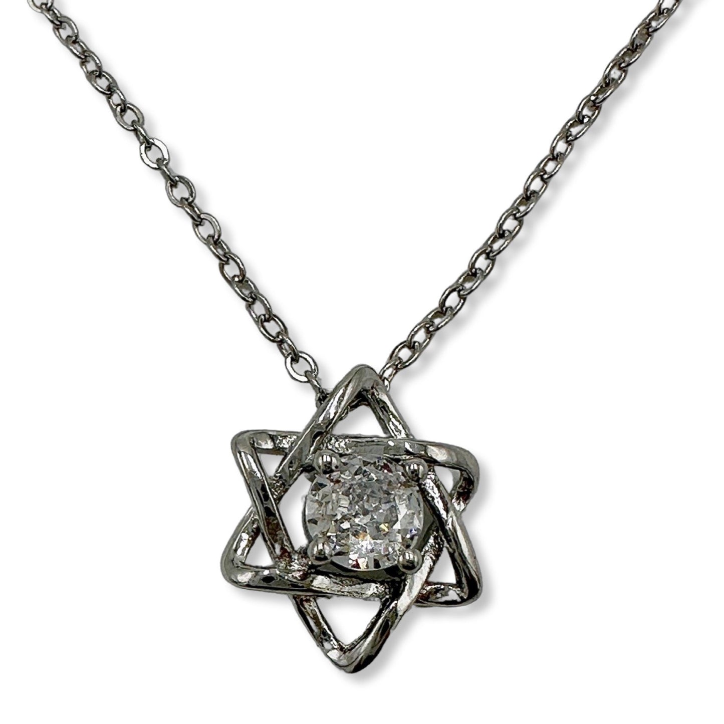 Sterling Silver Star Of David Necklace With Moisonite