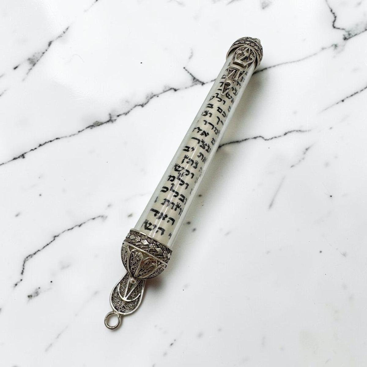 Étui à mezouza transparent en argent sterling