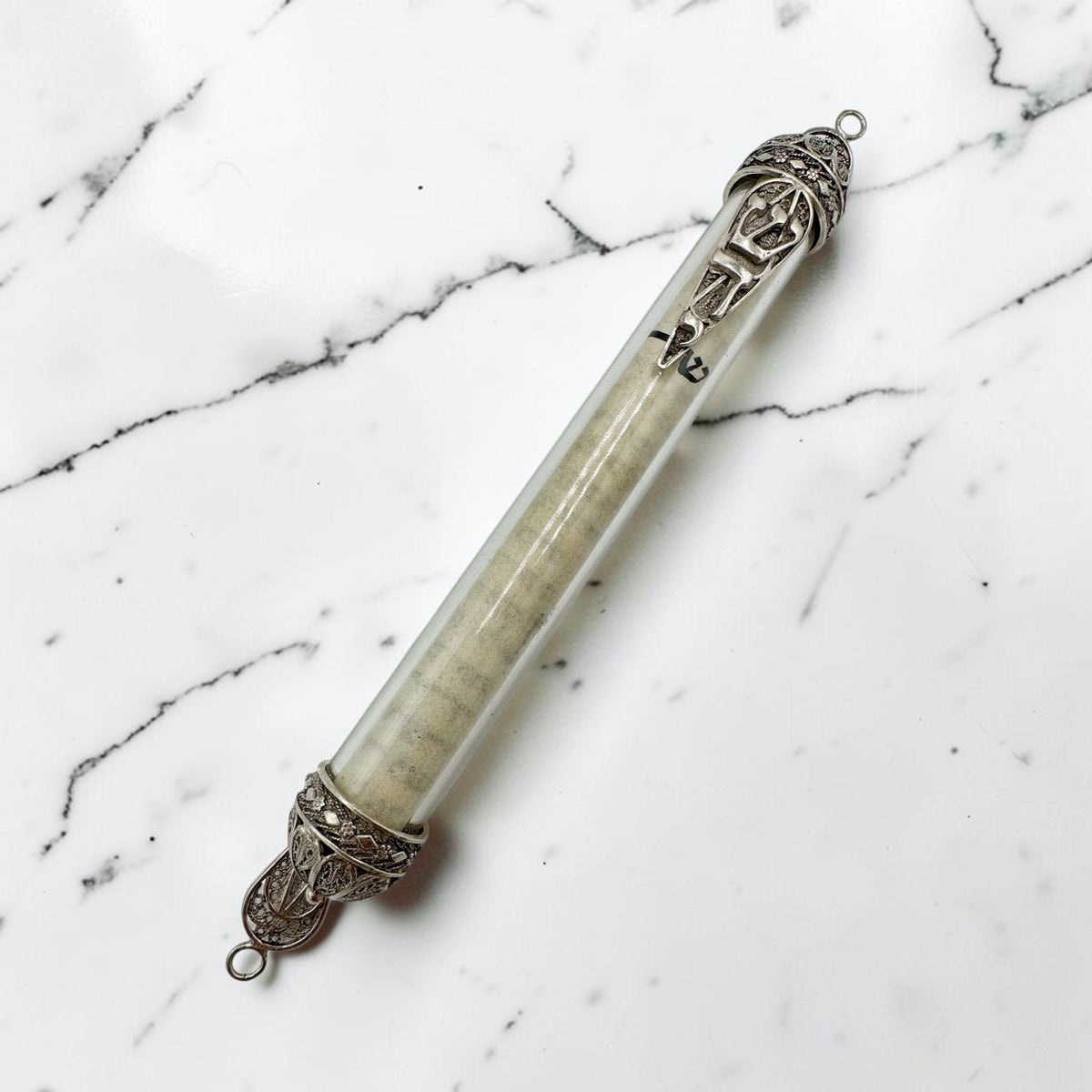 Étui à mezouza transparent en argent sterling