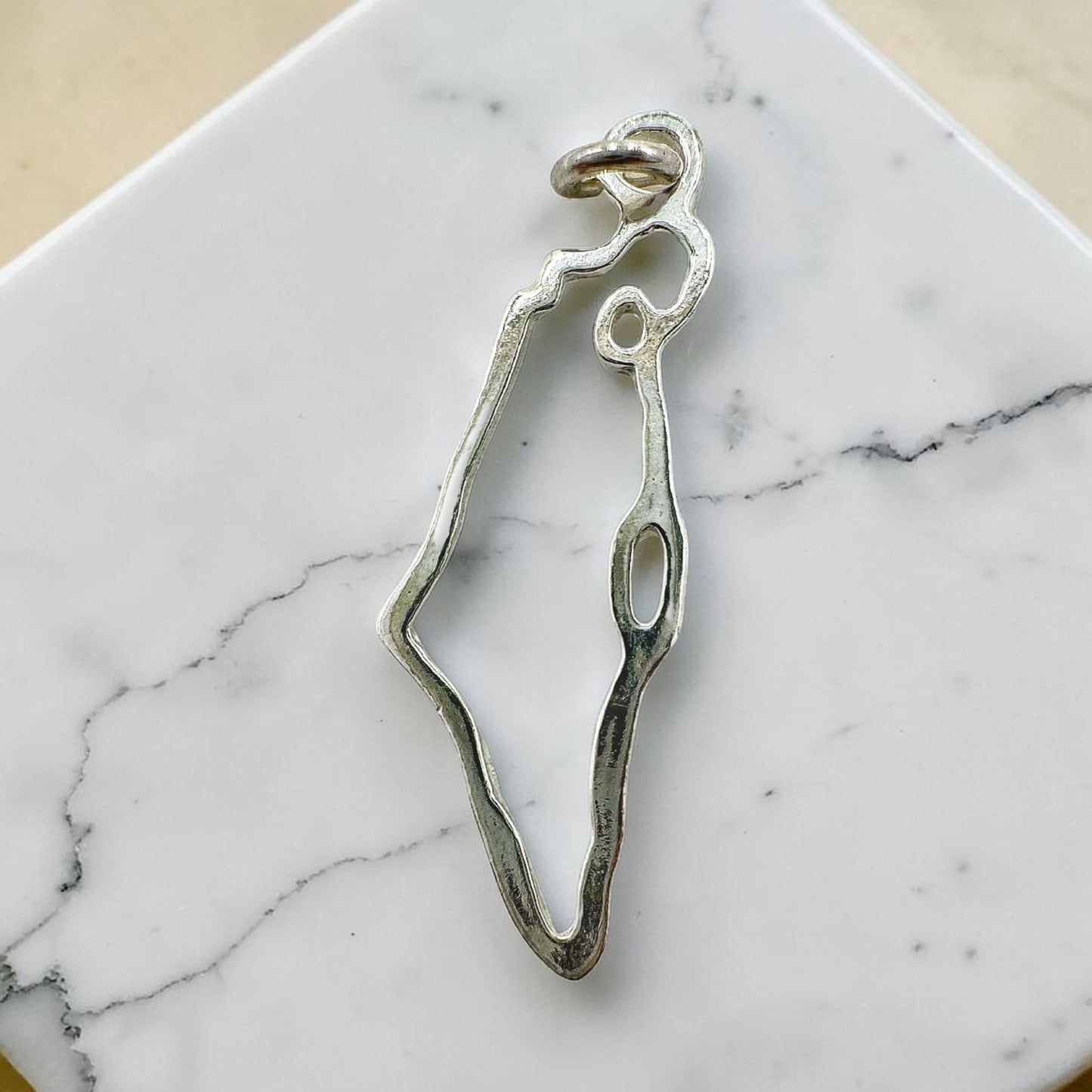 Sterling Silver/Gold Israel Map Star of David Necklace