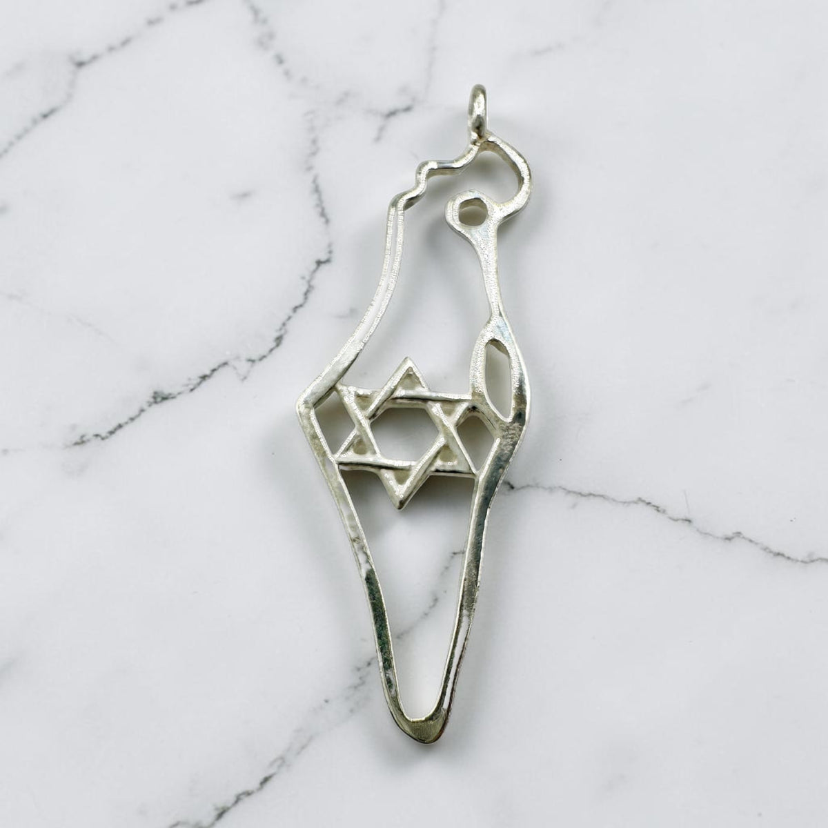 Collier en argent sterling/or avec carte d'Israël et étoile de David