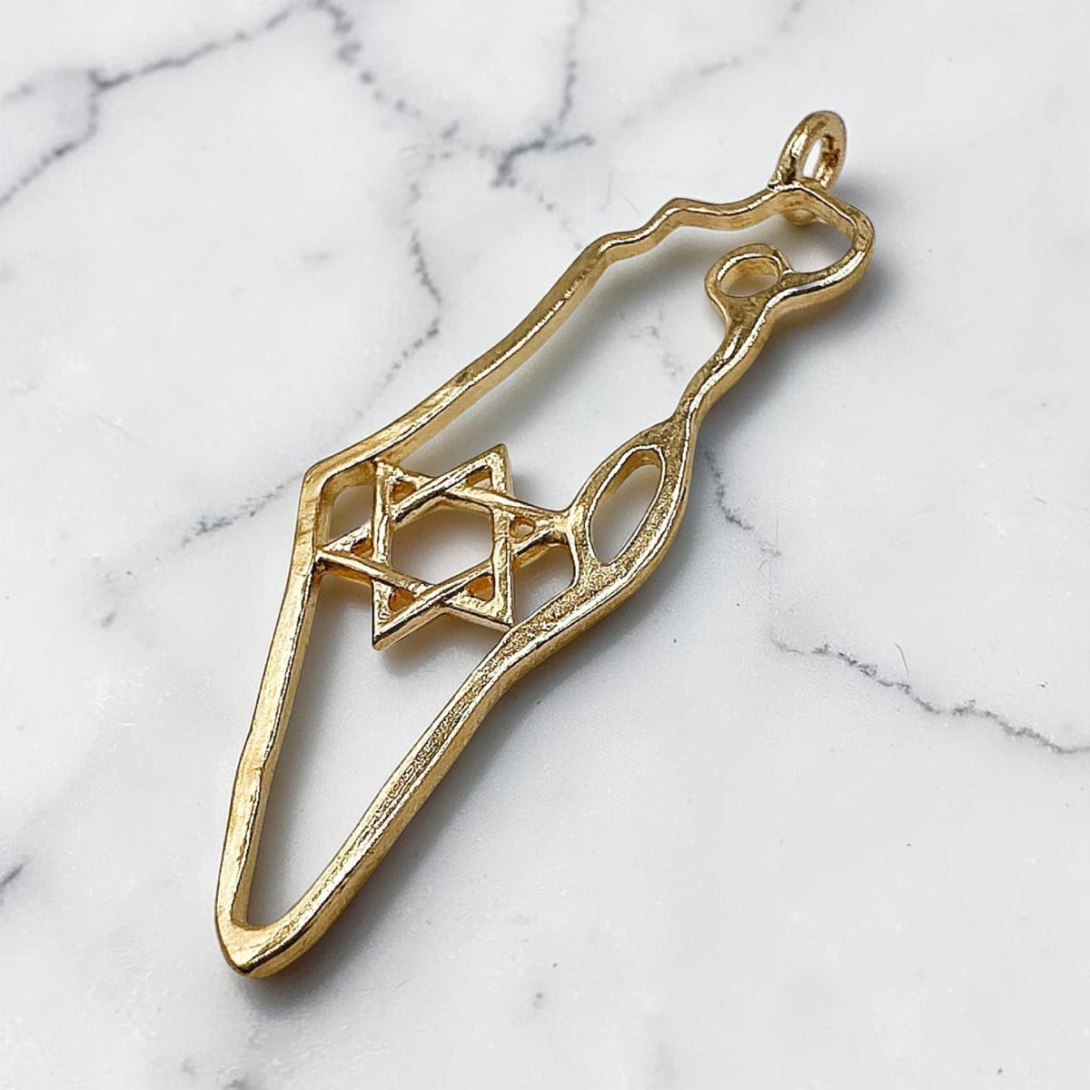 Collier en argent sterling/or avec carte d'Israël et étoile de David