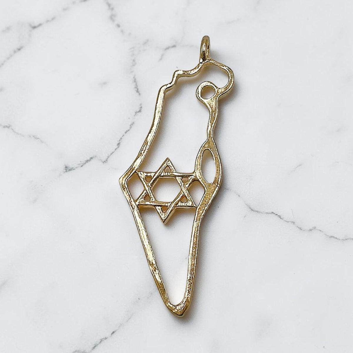Collier en argent sterling/or avec carte d'Israël et étoile de David