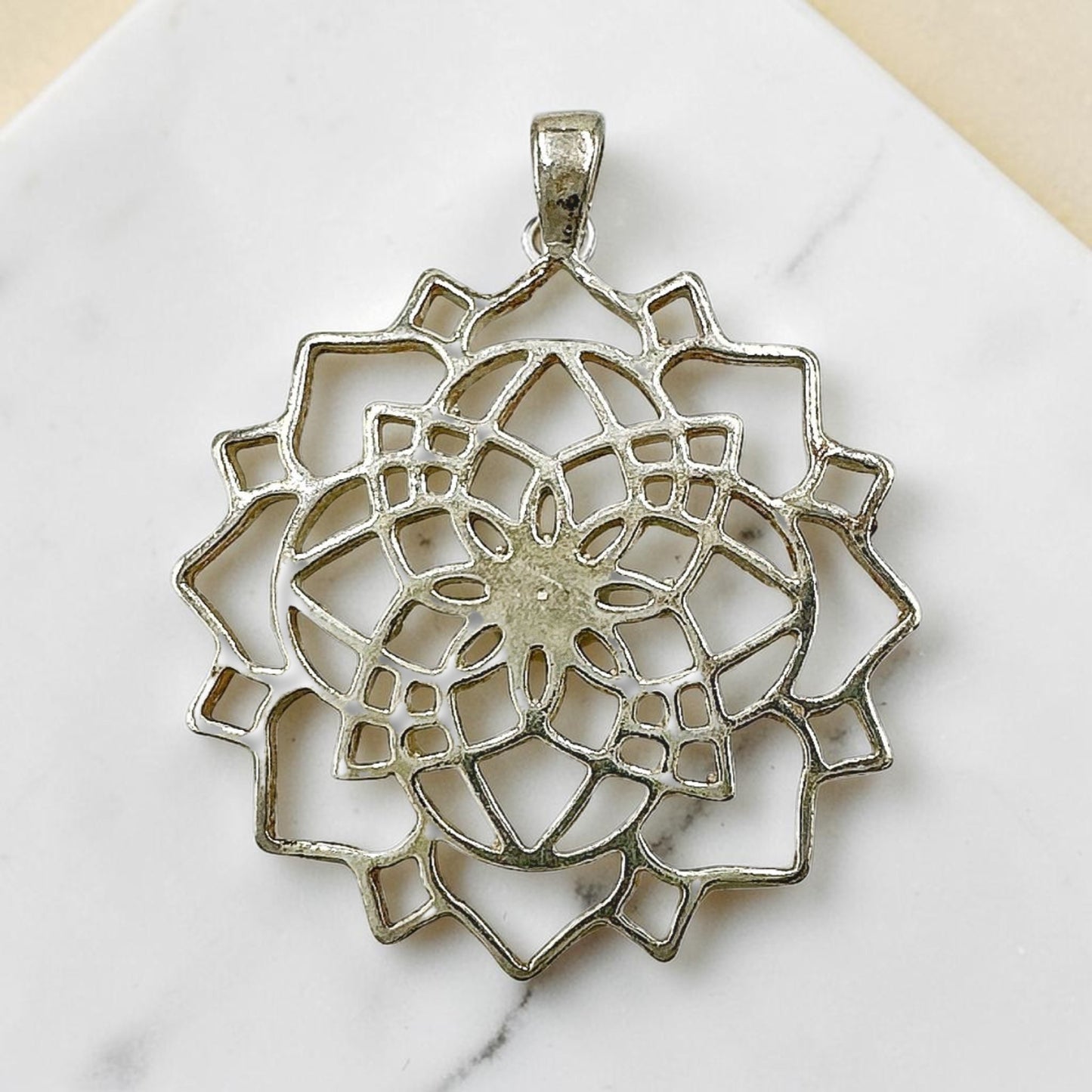 Sterling Silver Mandala Star of David Necklace