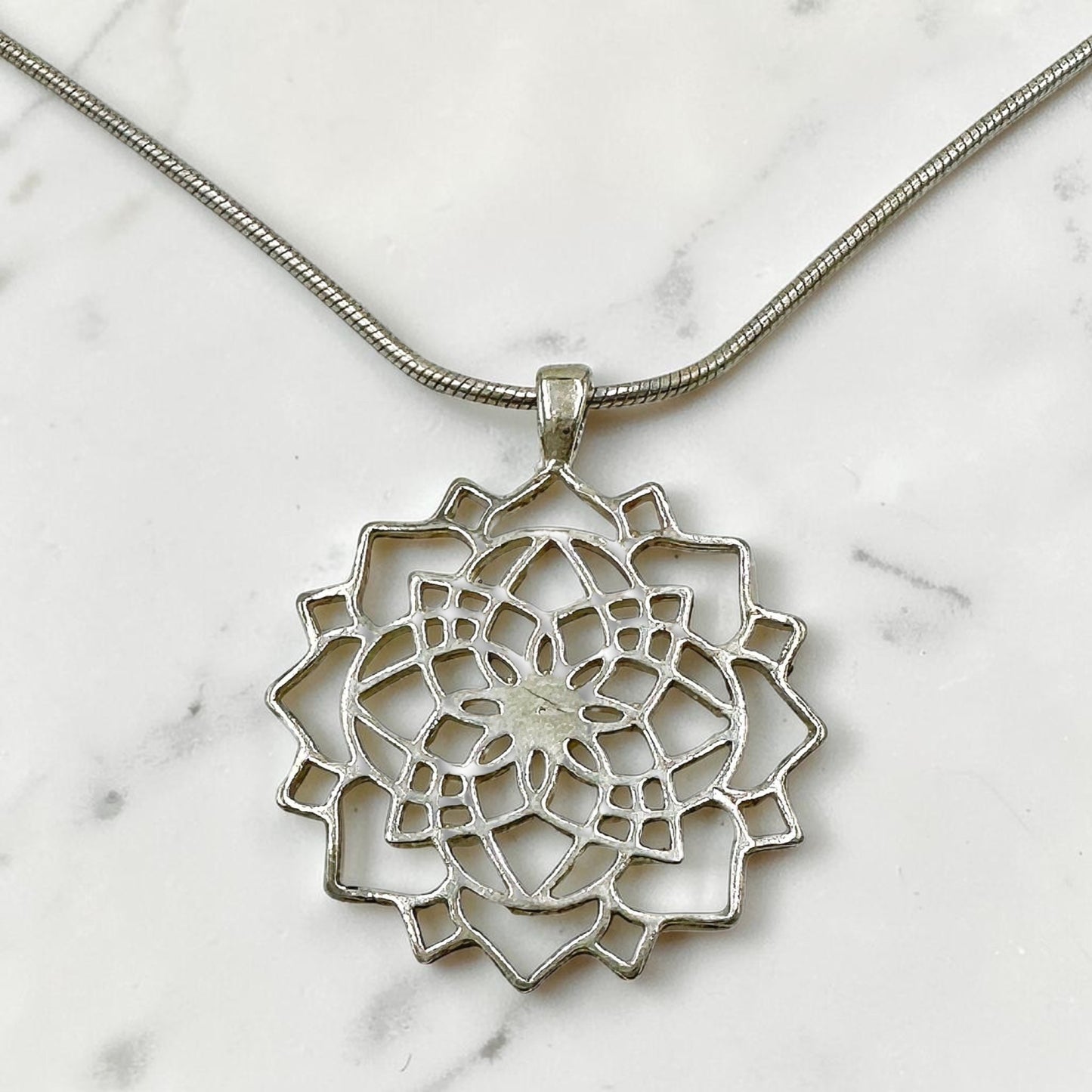 Sterling Silver Mandala Star of David Necklace