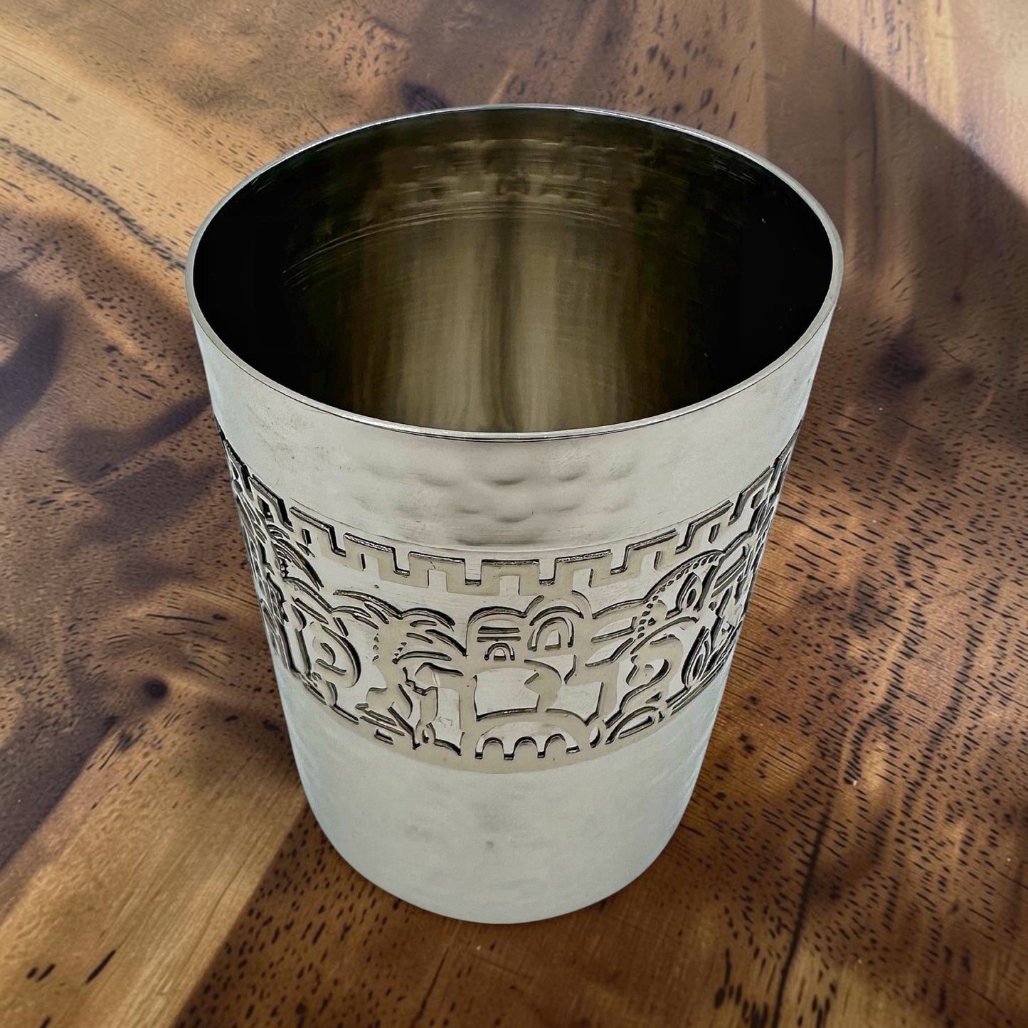 Silver Jerusalem Design Kiddush Cup