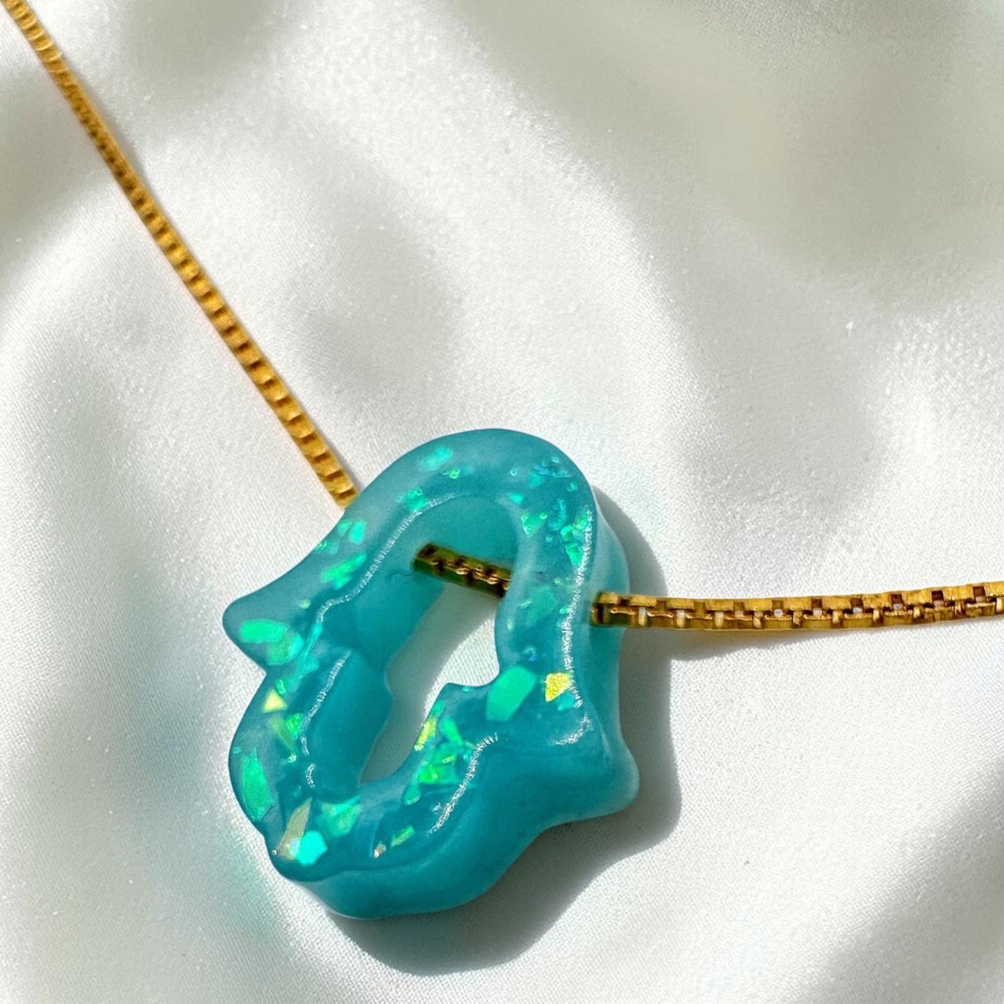 Opal Imitation Hollow Hamsa Necklace
