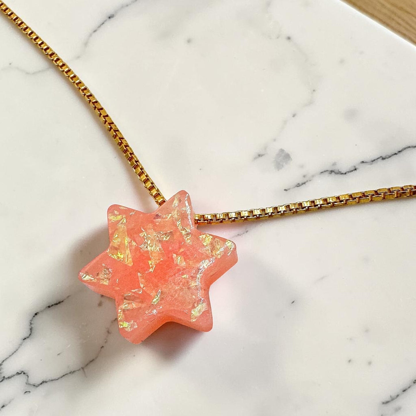 Opal Imitation Star of David Necklace