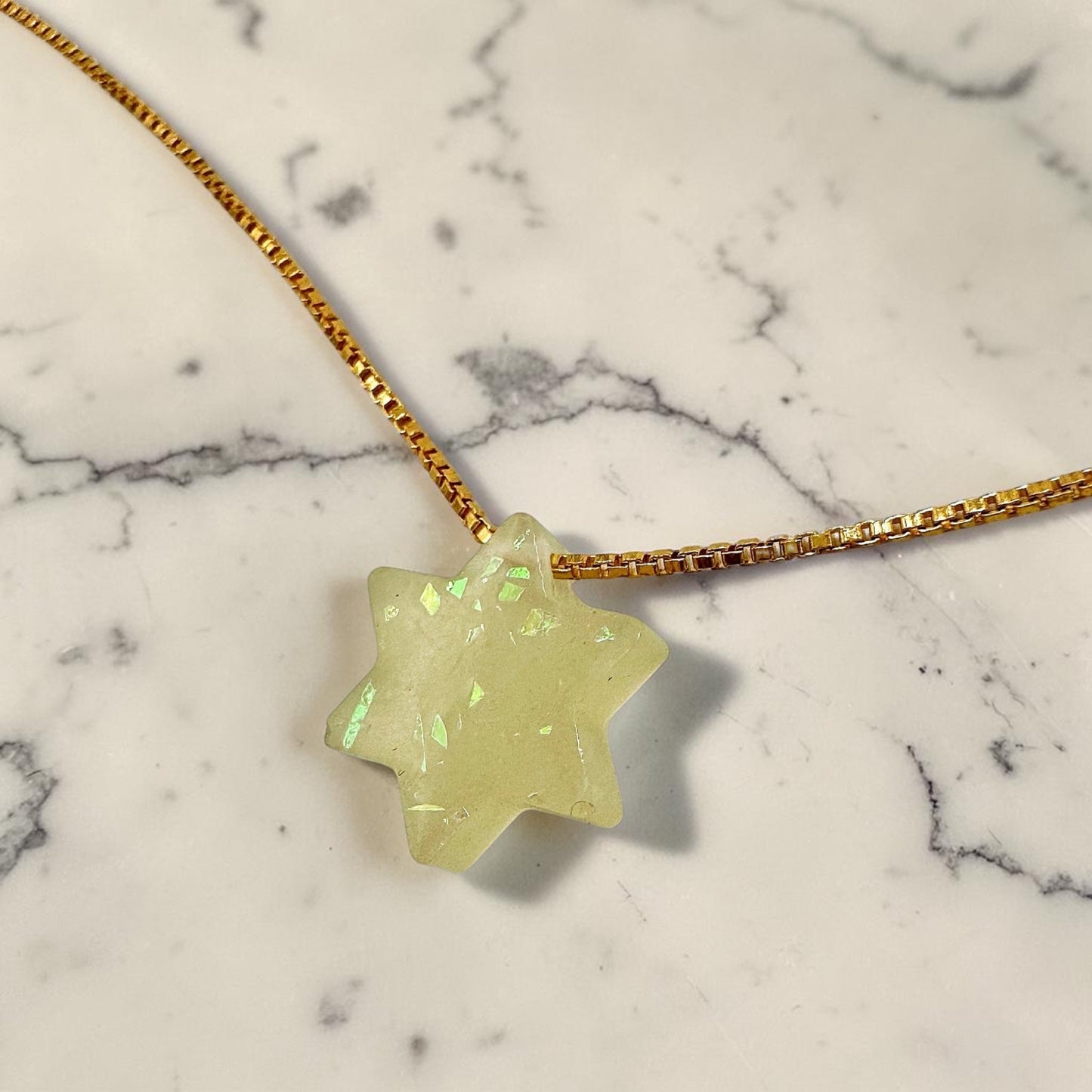 Opal Imitation Star of David Necklace