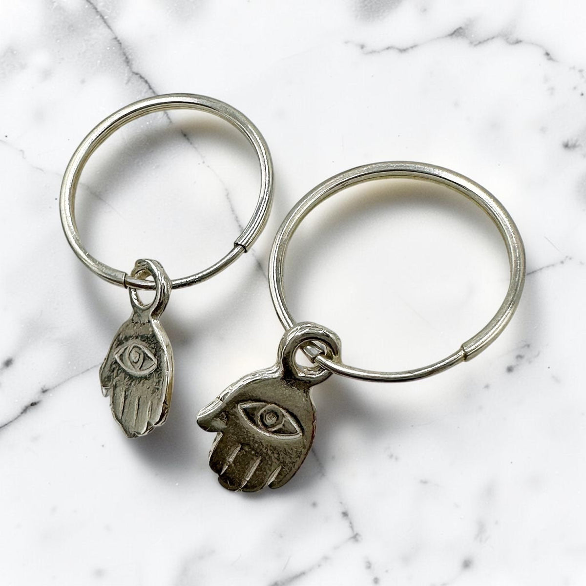 Mini boucles d'oreilles Hamsa en argent sterling/plaqué or