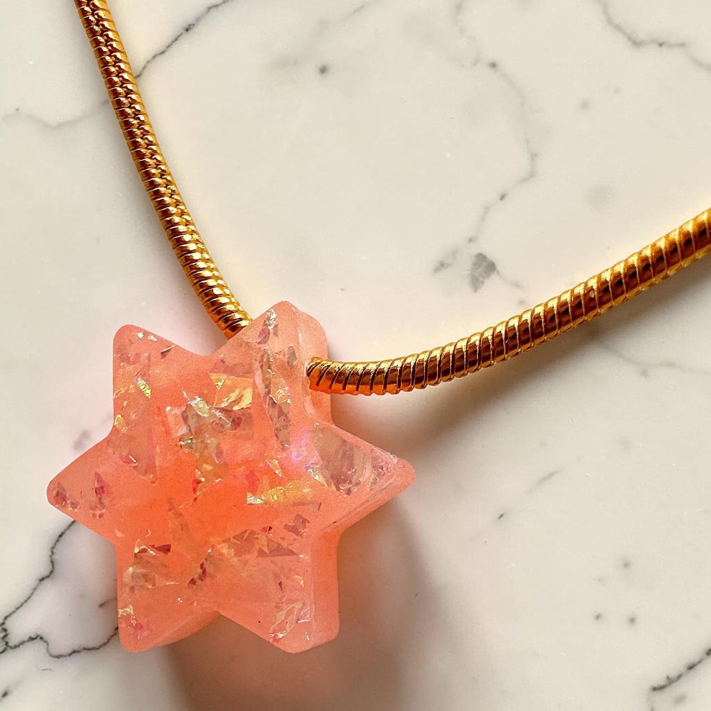 Opal Imitation Star of David Necklace
