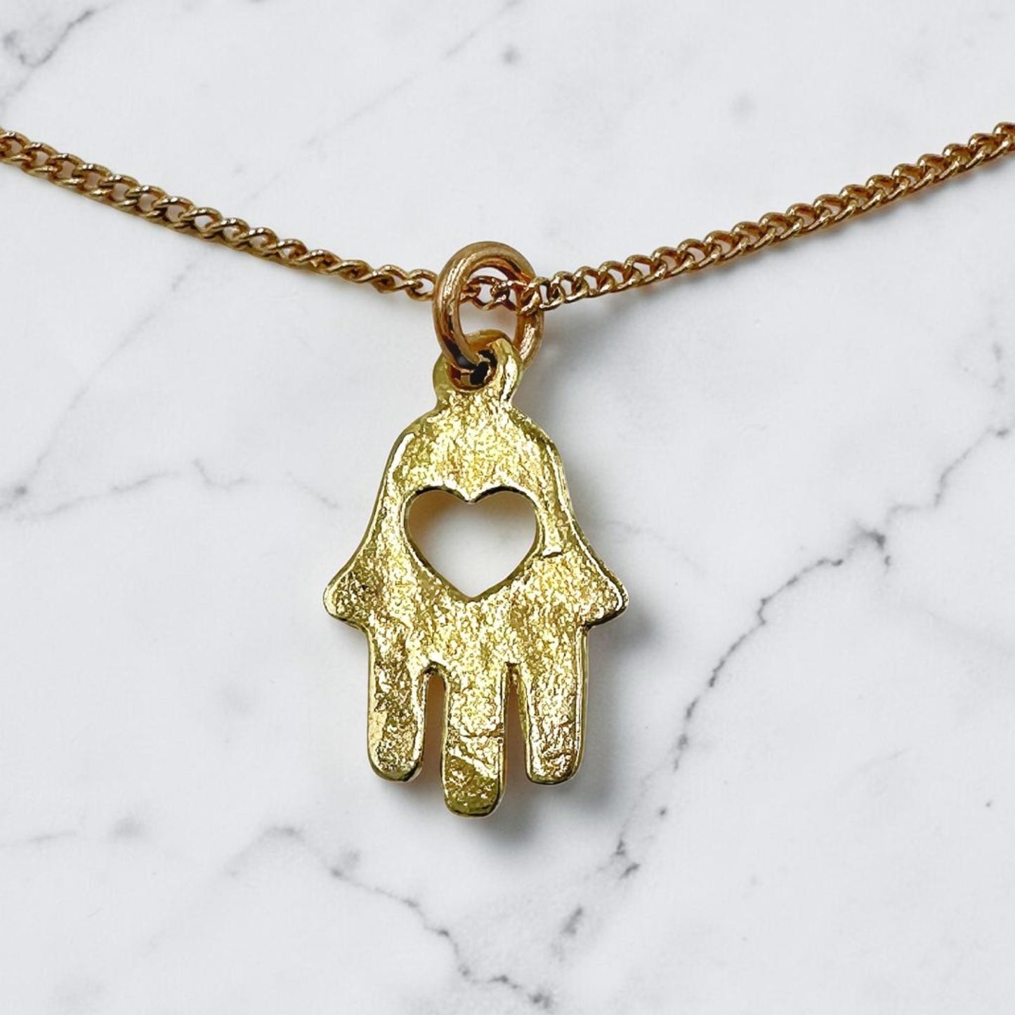 Gold Filled Hamsa Heart Necklace