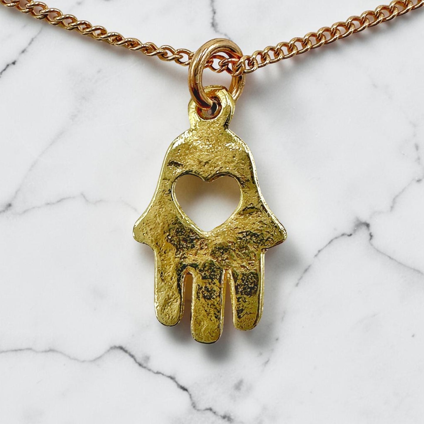 Gold Filled Hamsa Heart Necklace