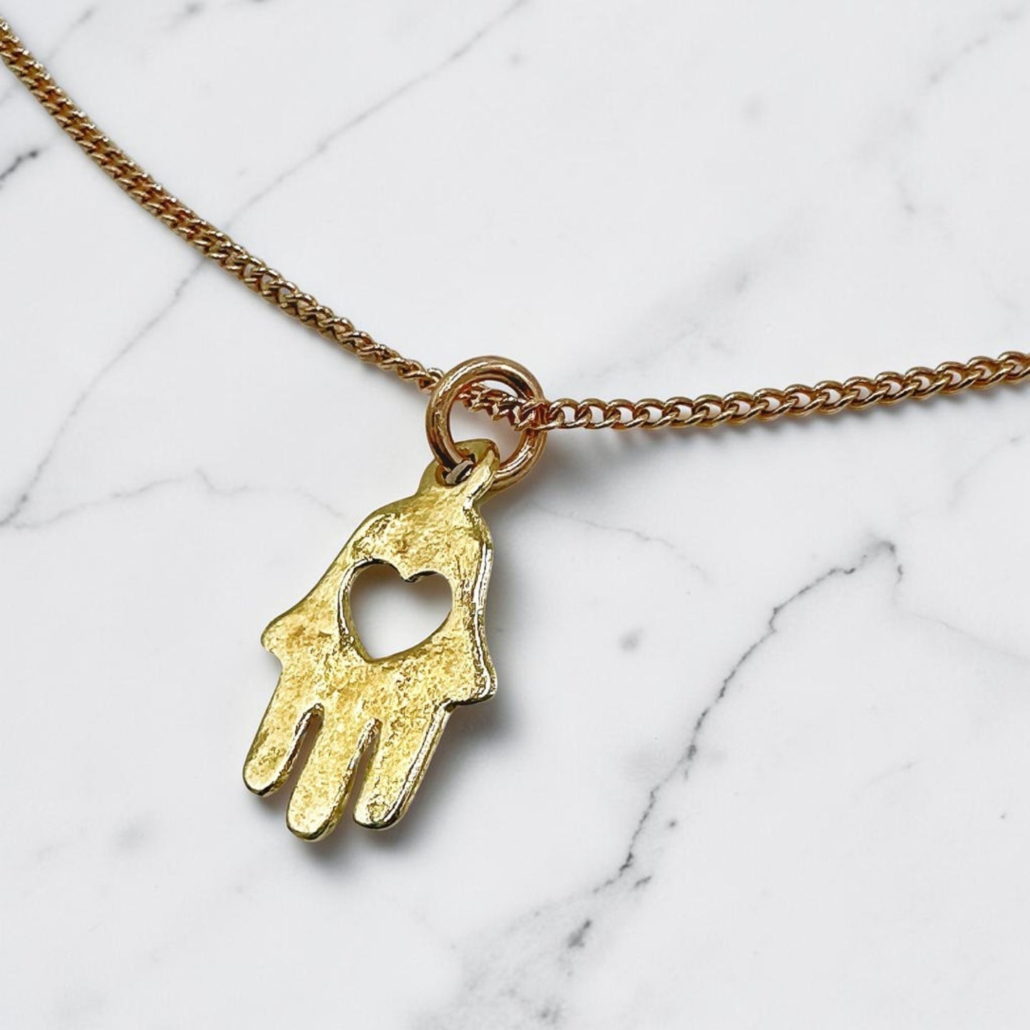 Gold Filled Hamsa Heart Necklace