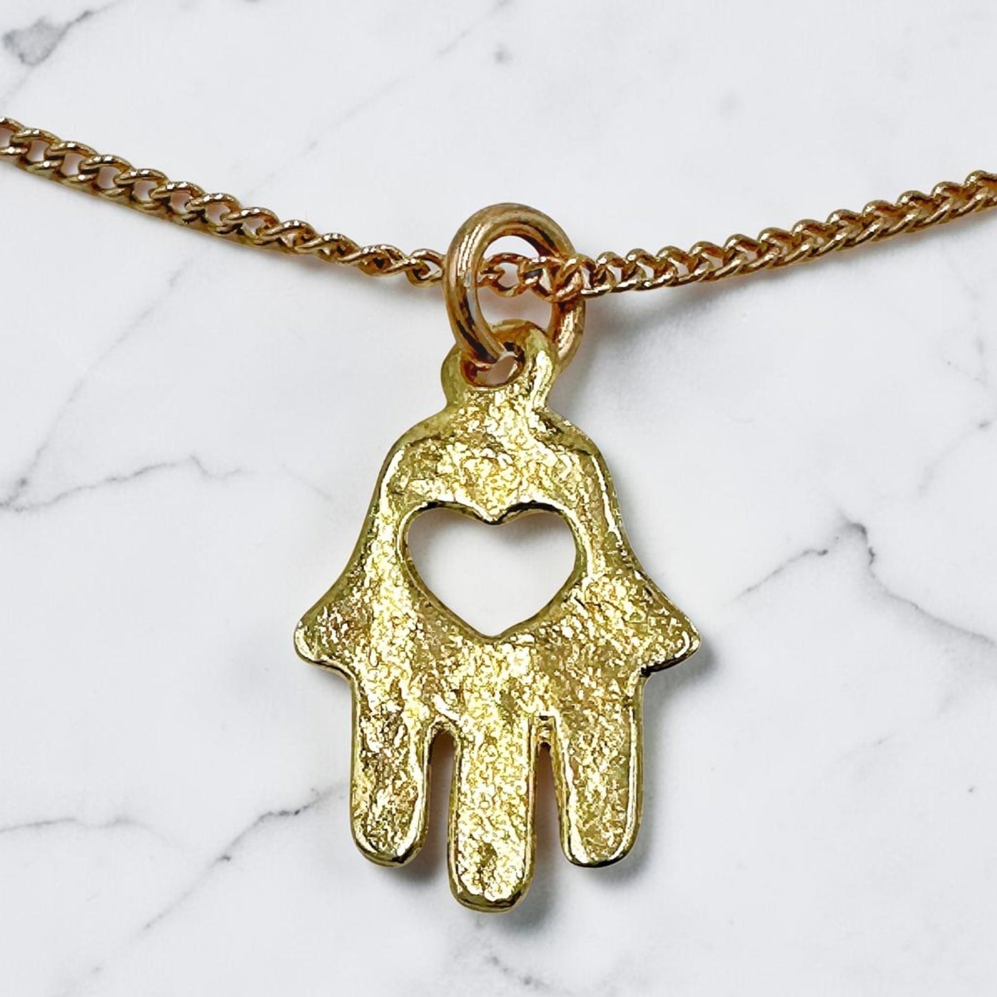 Gold Filled Hamsa Heart Necklace