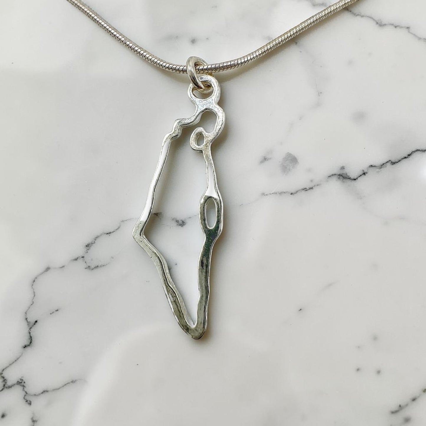 Sterling Silver/Gold Israel Map Star of David Necklace