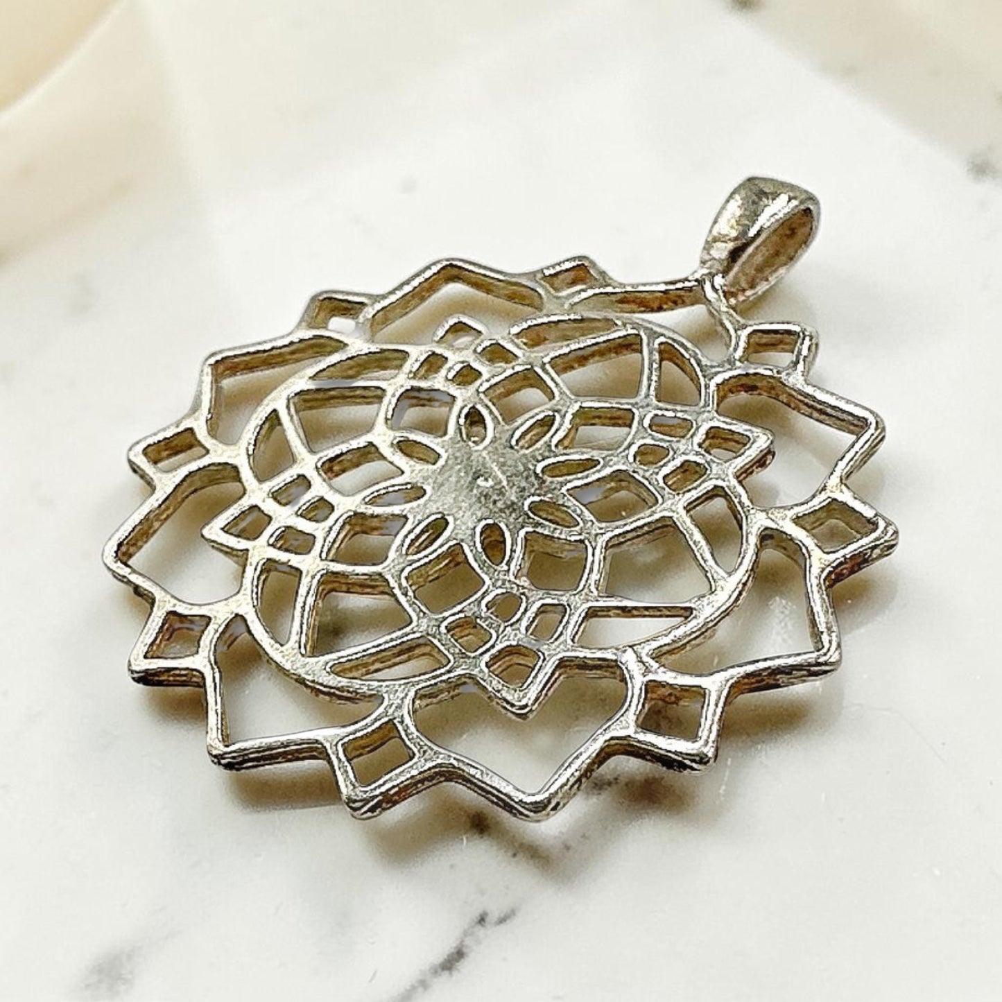 Sterling Silver Mandala Star of David Necklace