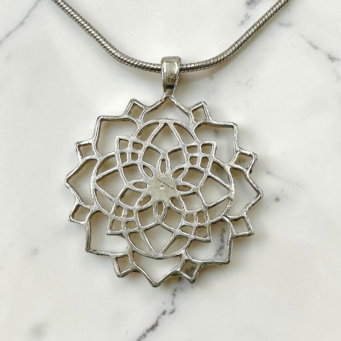 Sterling Silver Mandala Star of David Necklace
