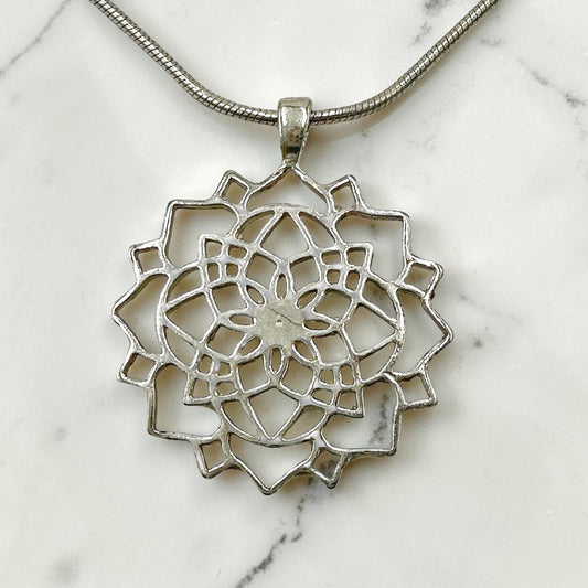 Sterling Silver Mandala Star of David Necklace