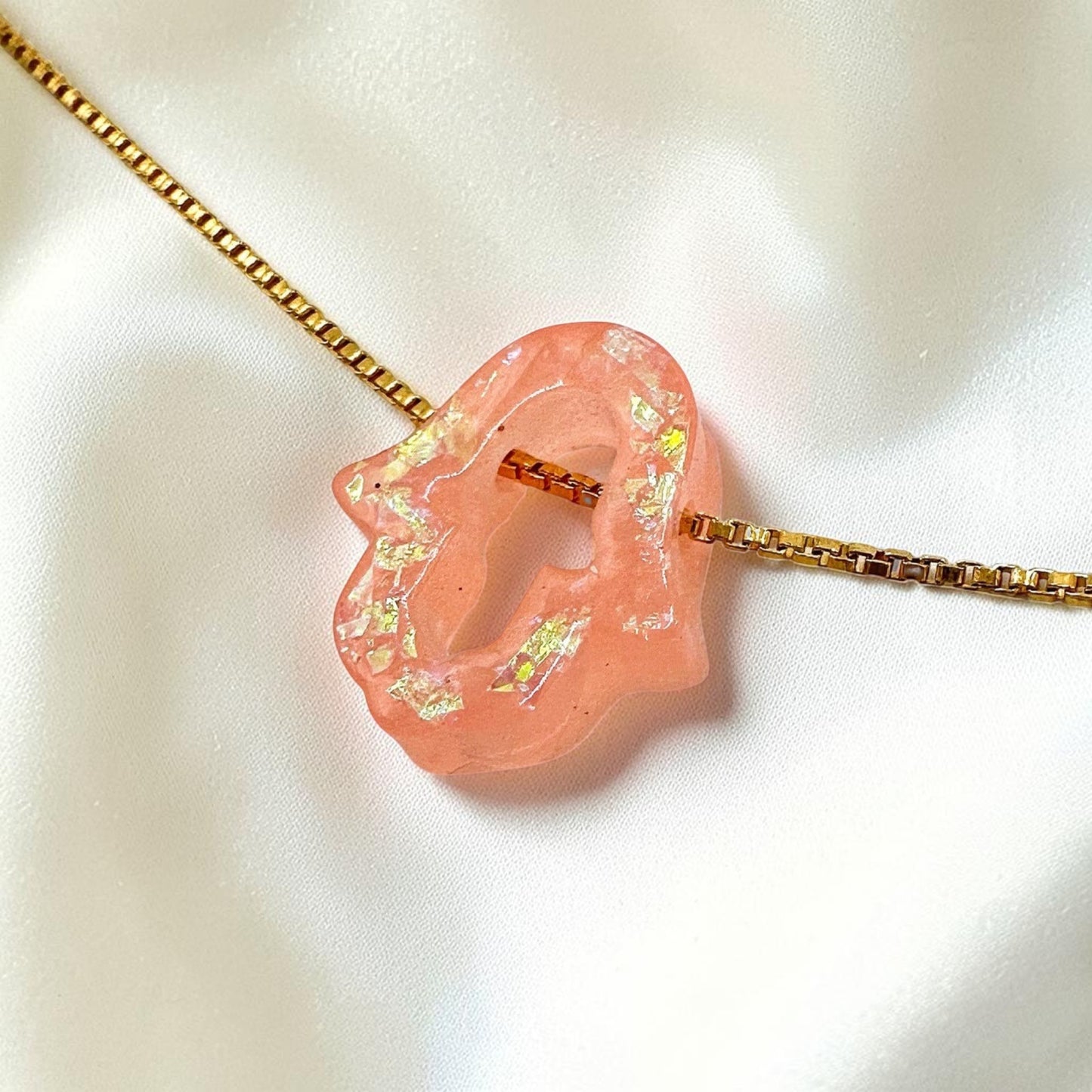 Opal Imitation Hollow Hamsa Necklace