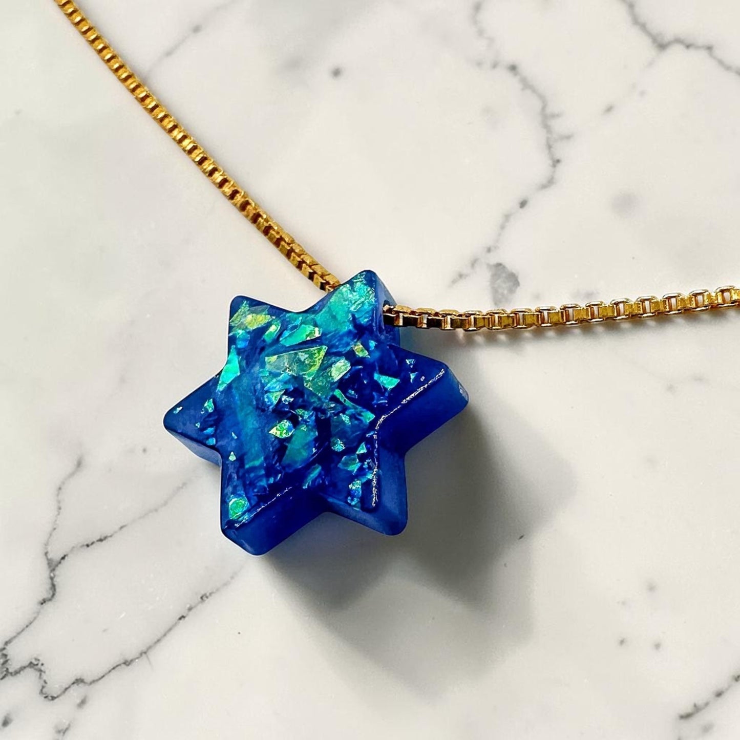 Opal Imitation Star of David Necklace