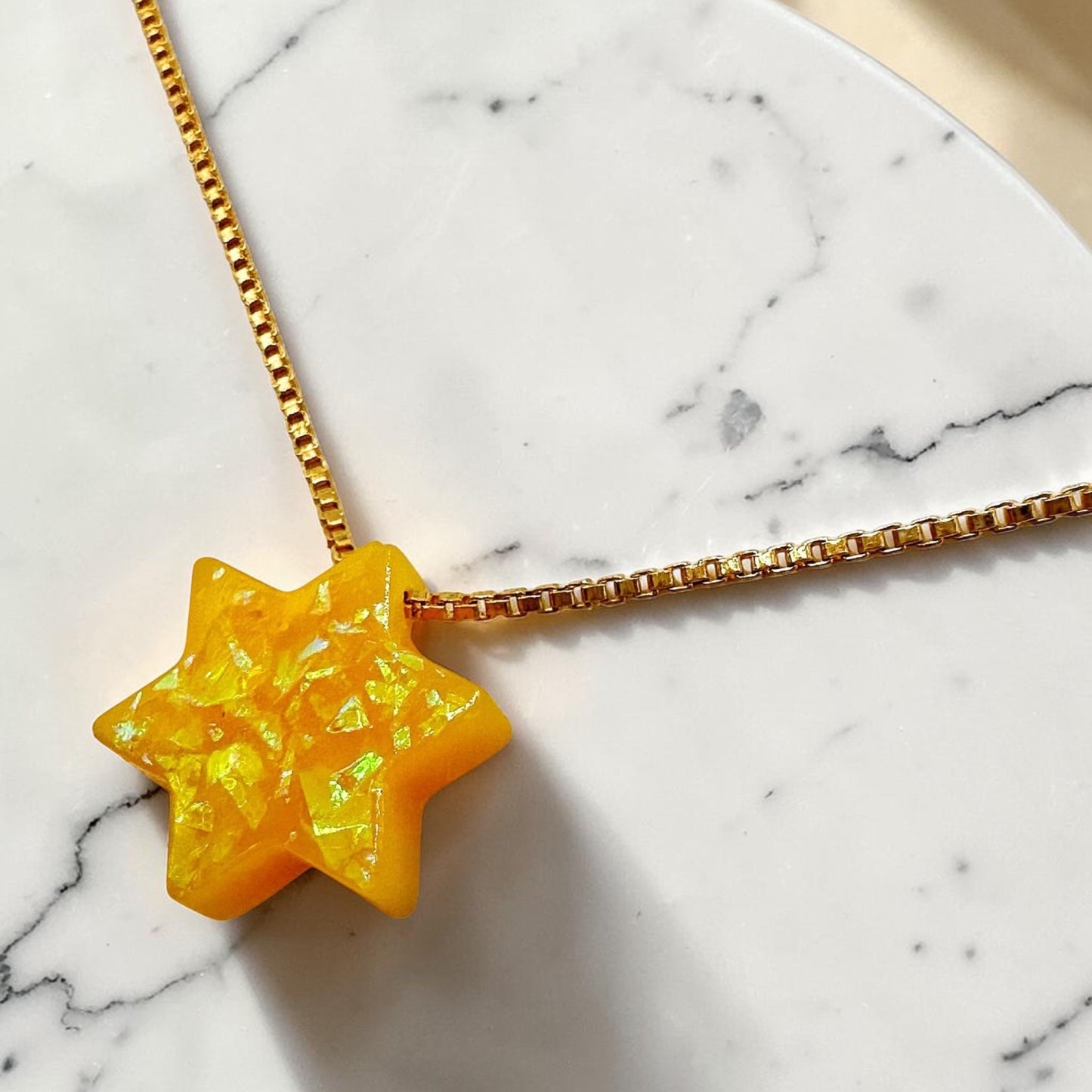 Opal Imitation Star of David Necklace
