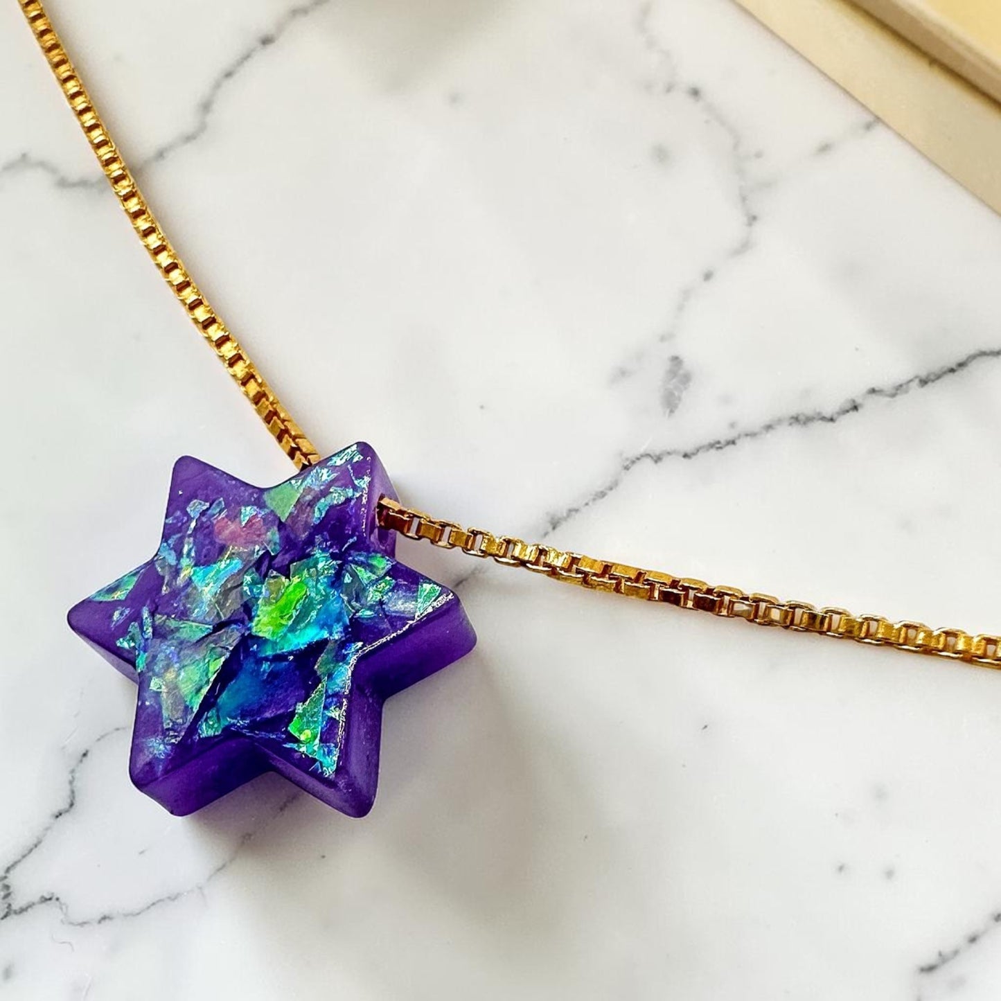Opal Imitation Star of David Necklace