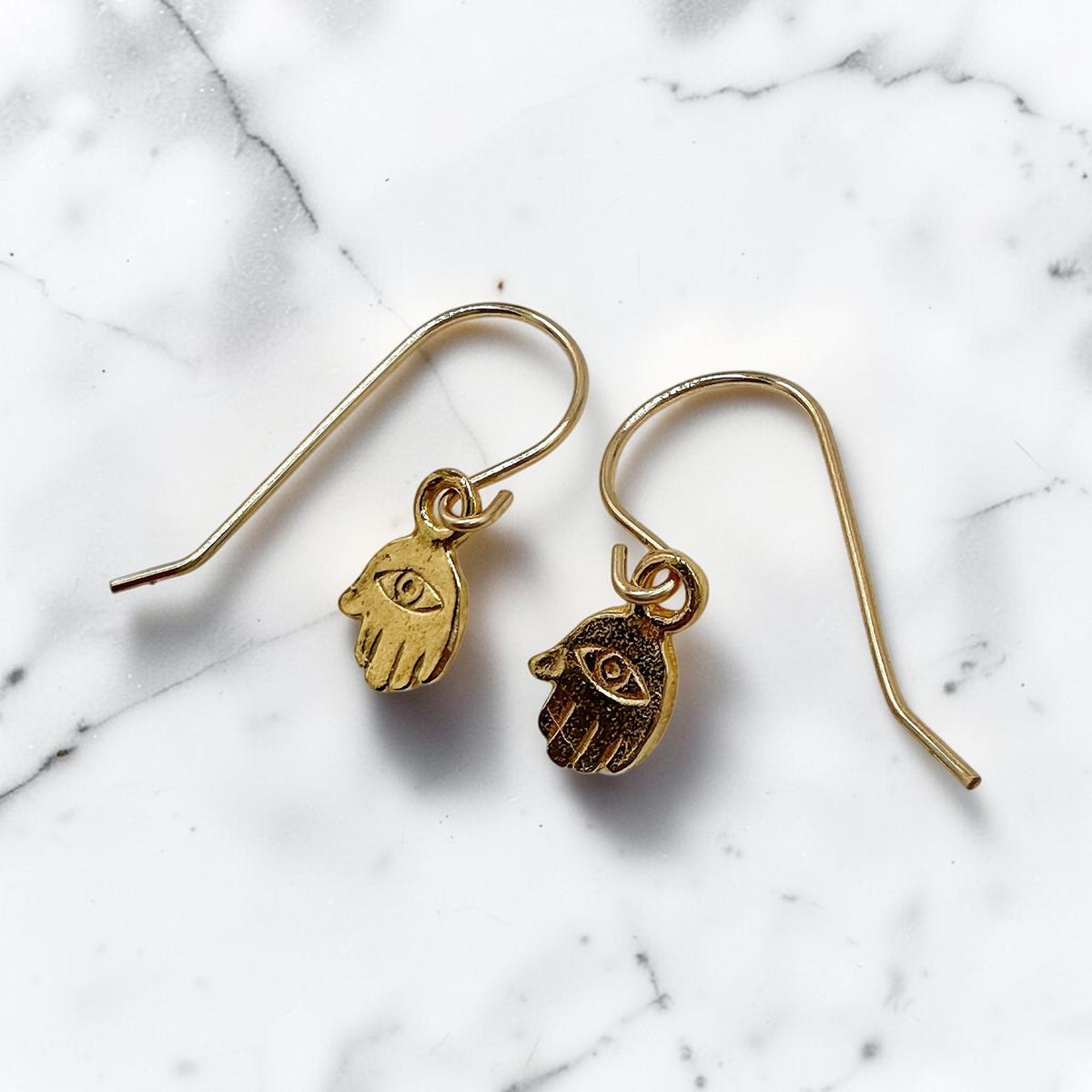Mini boucles d'oreilles Hamsa en argent sterling/plaqué or