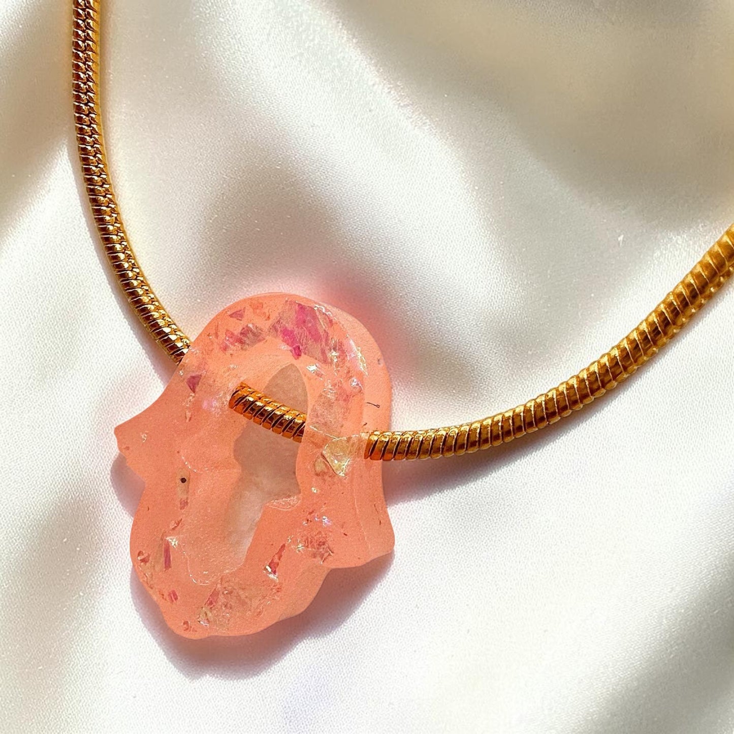 Opal Imitation Hollow Hamsa Necklace