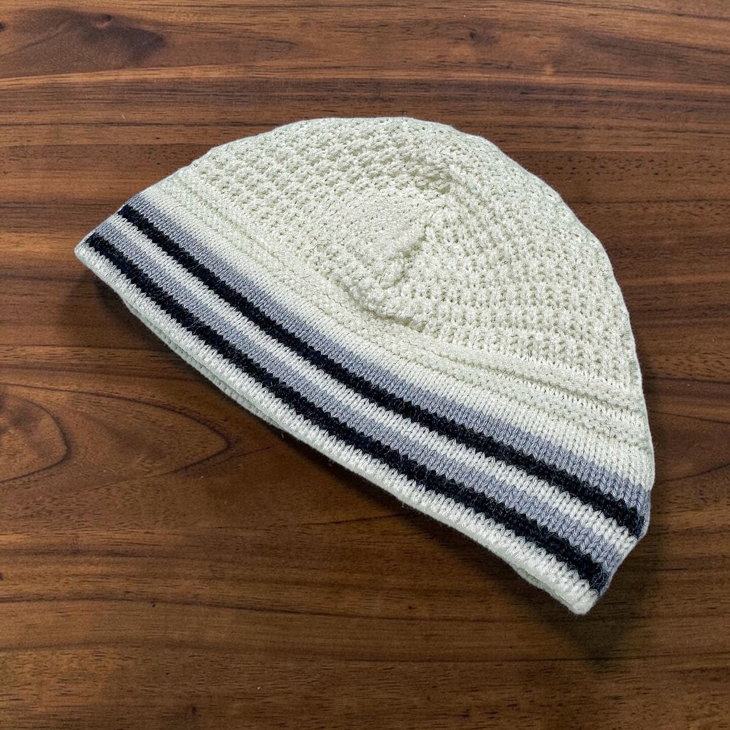 White/Black/Blue Breslev Kippah 100% cotton
