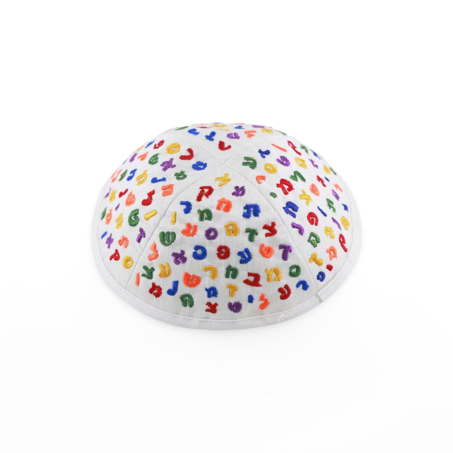 White Alphabet Embroidered Kippah