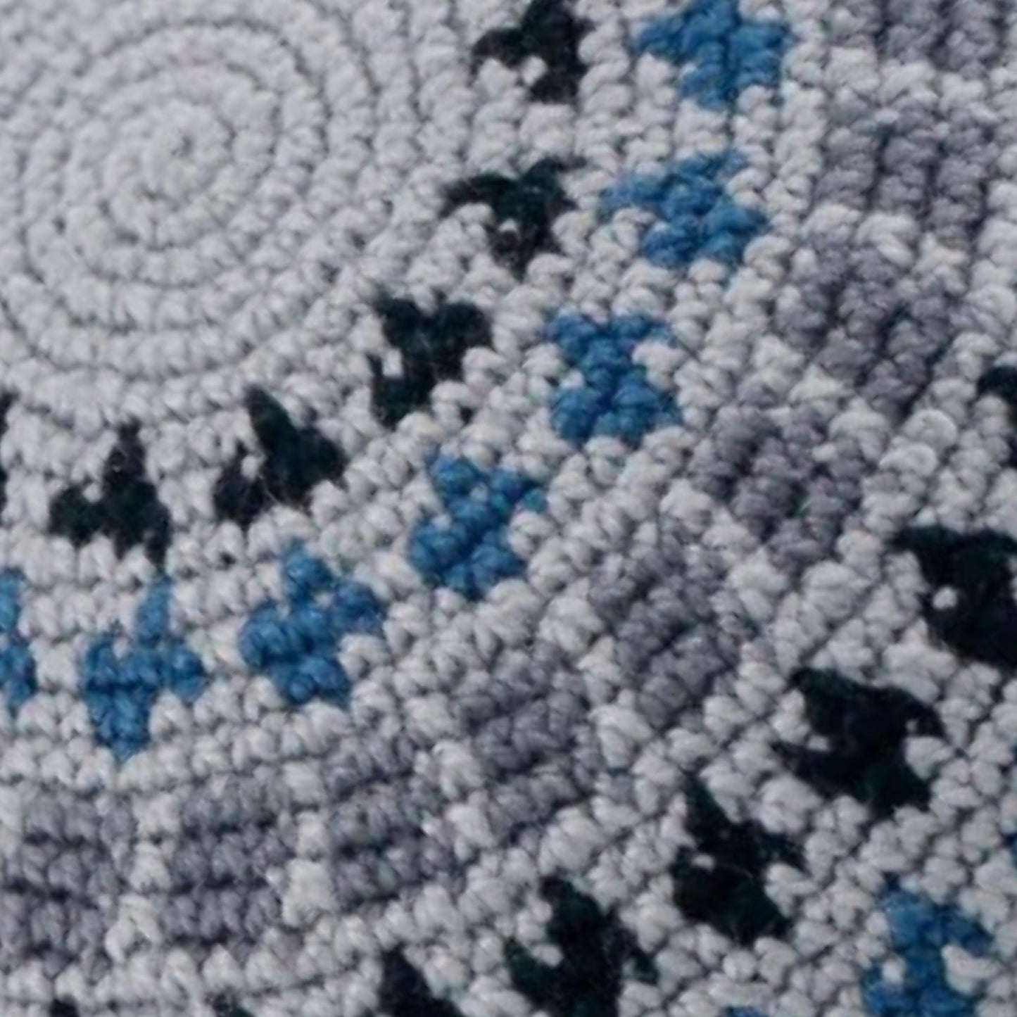 Gray Blue Knitted Cotton Kippah