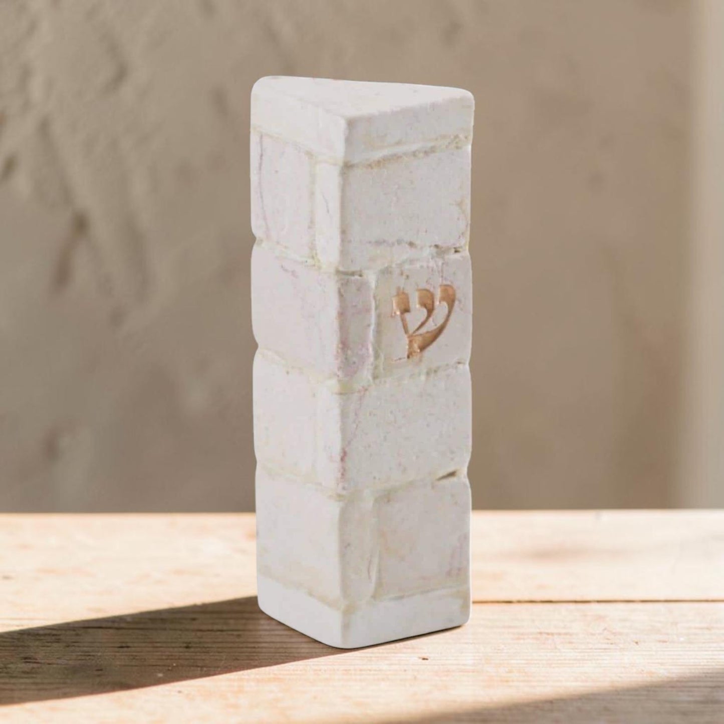 Triangle Jerusalem Stone Mezuzah