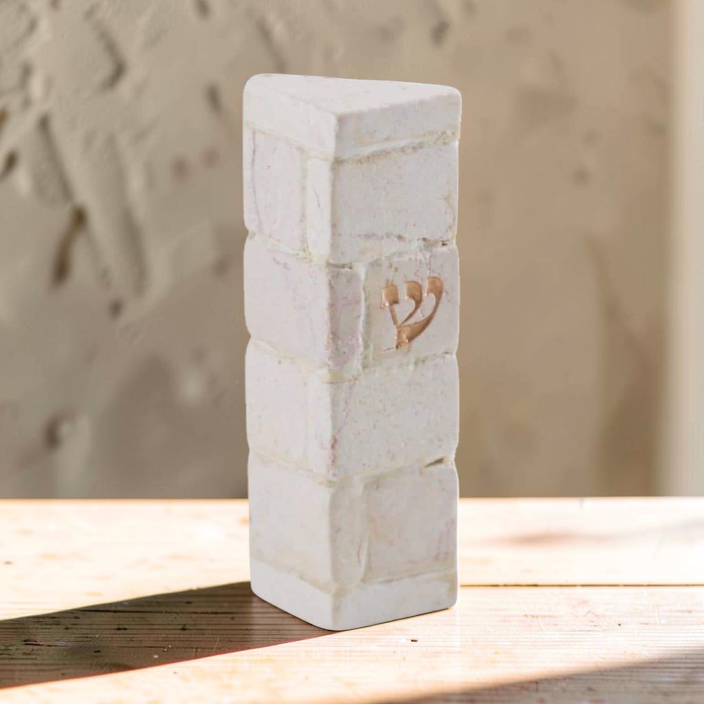 Triangle Jerusalem Stone Mezuzah