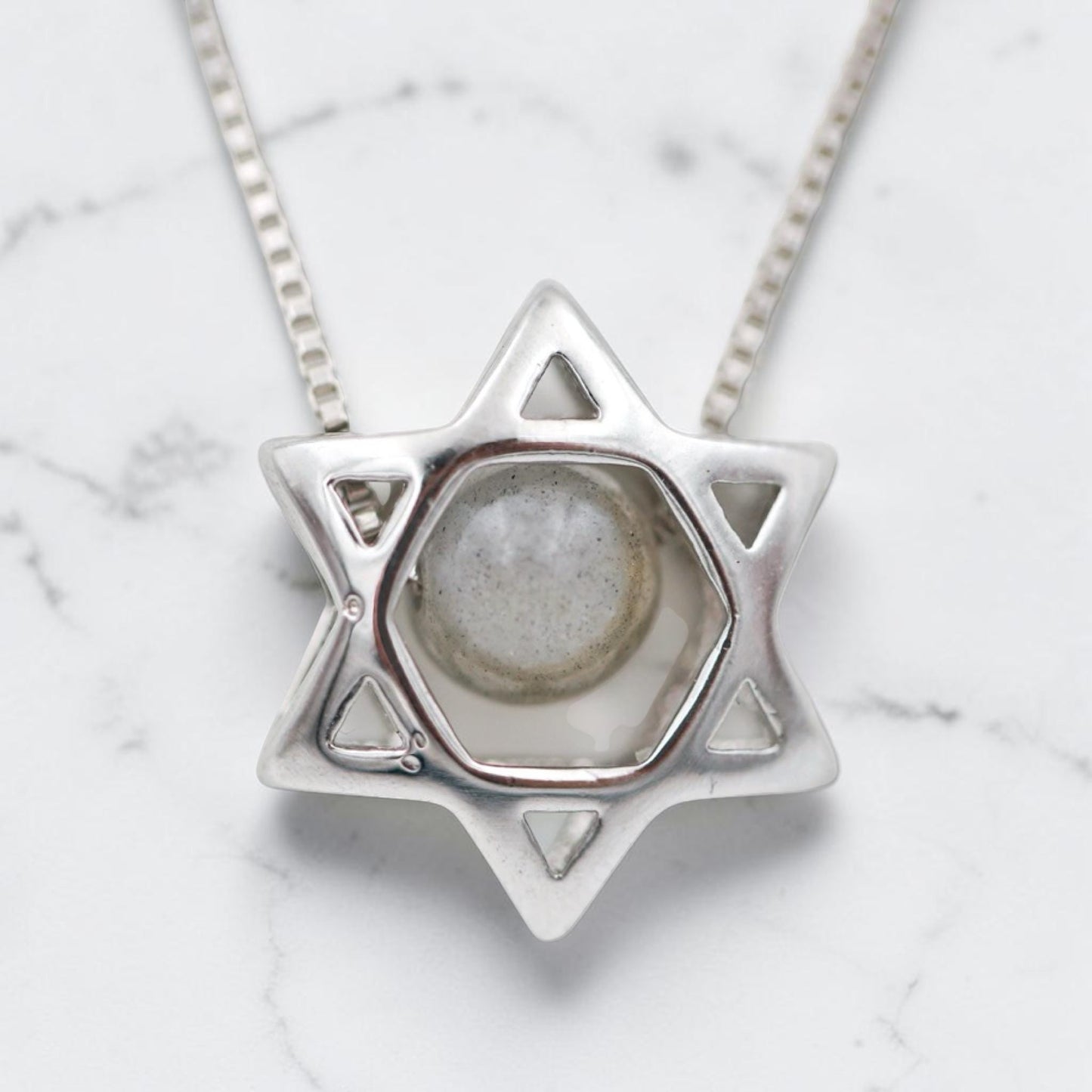 Sterling Silver Star of David Quartz Necklace